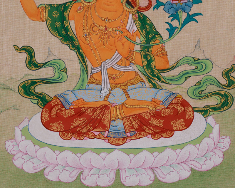 Hand-Painted Knowledge Deity, Manjushri Thangka | Wisdom Buddha of Buddhism