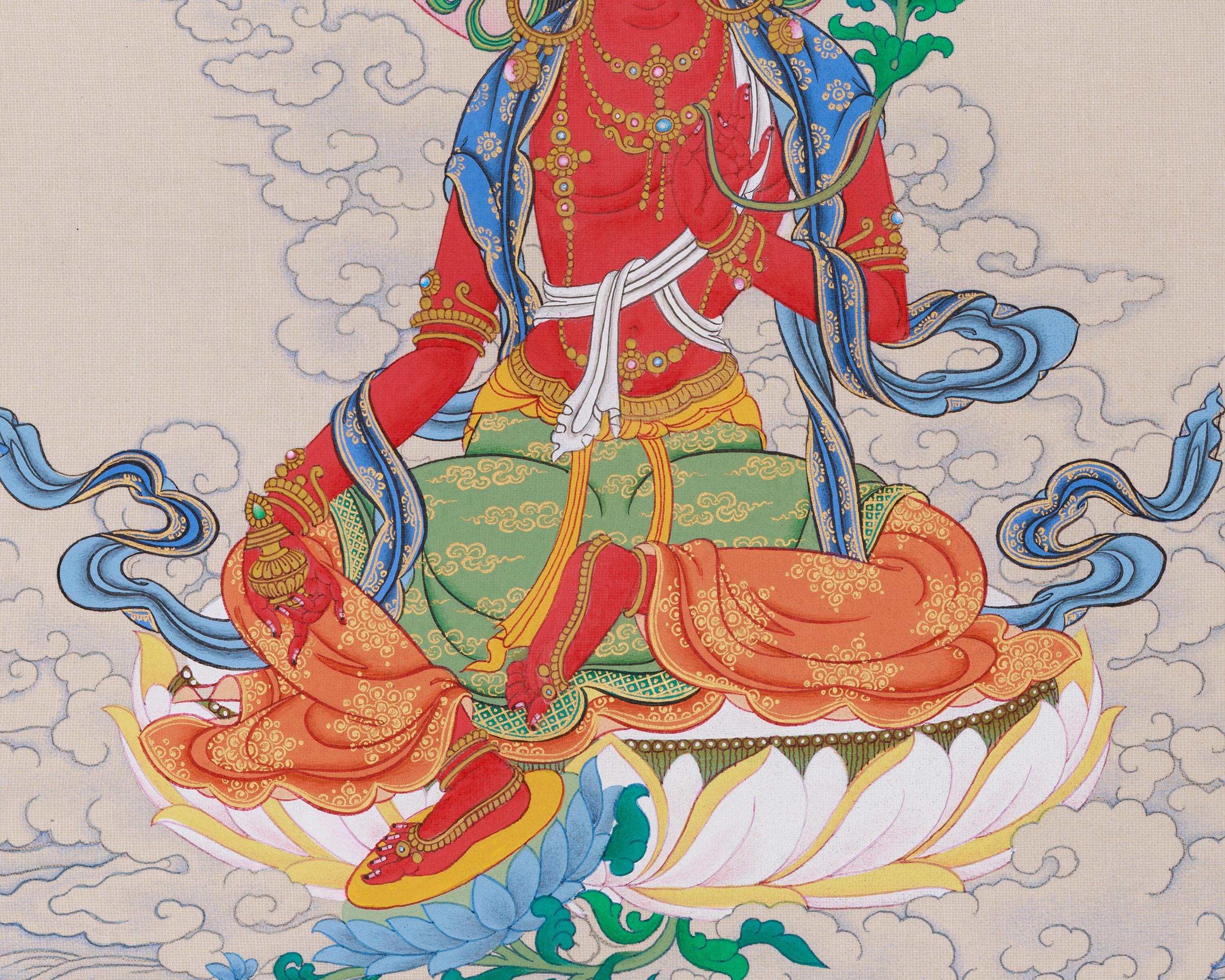 Original Hand-Painted Red Tara Dakini Thangka | Goddess of Power and Magnetism