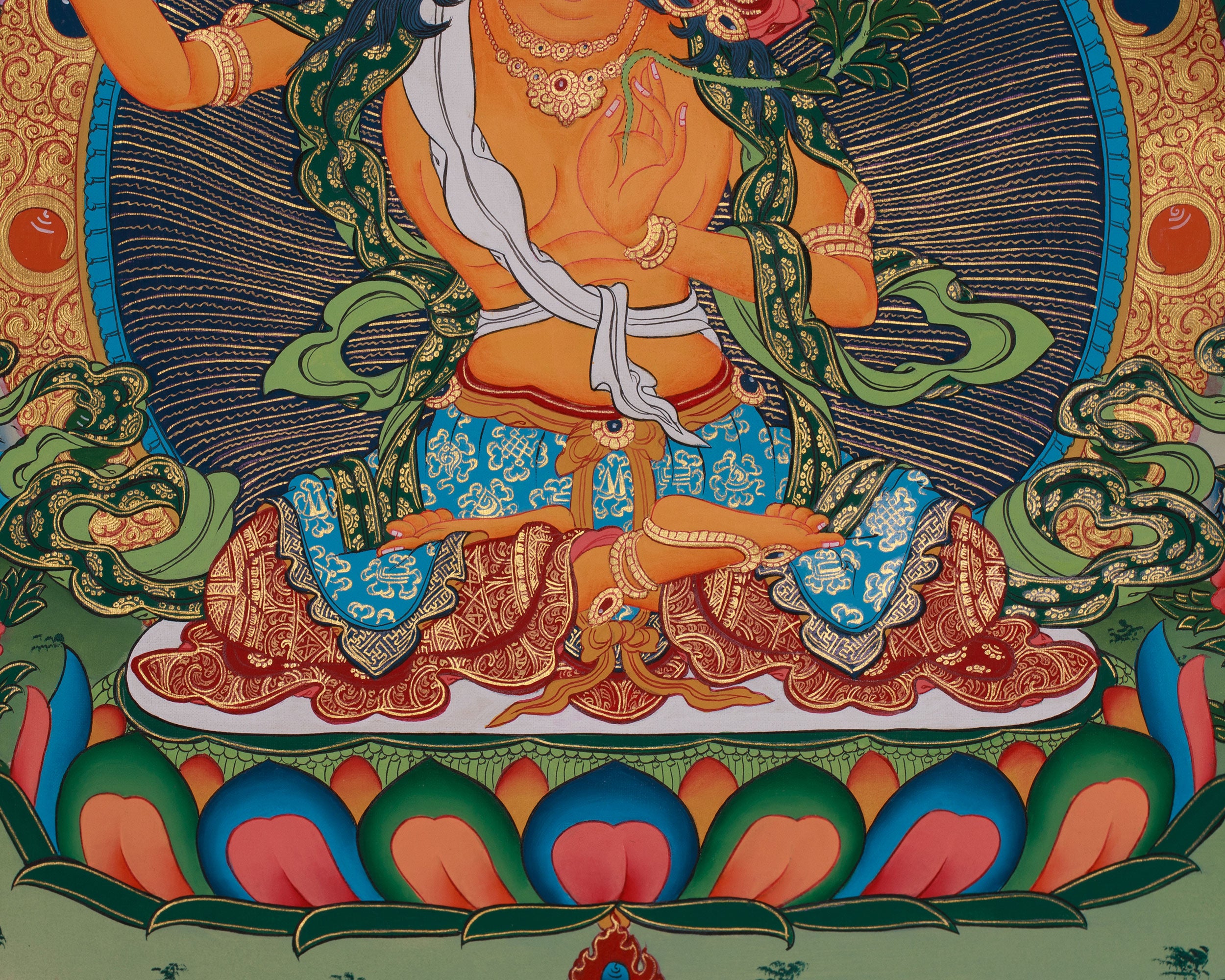 Five Manjushri Thangka | Depiction of Wisdom in Five Divine Forms