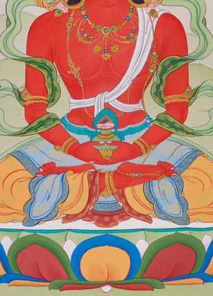 Amitayus Buddha in Natural Stone Colors Thangka