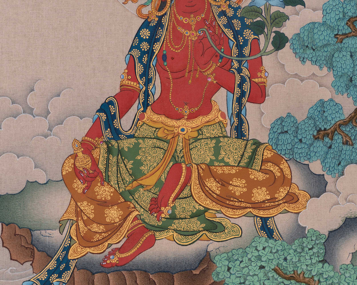 Red Tara Spiritual Thangka | Sacred Representation of Compassion and Enlightened Activity
