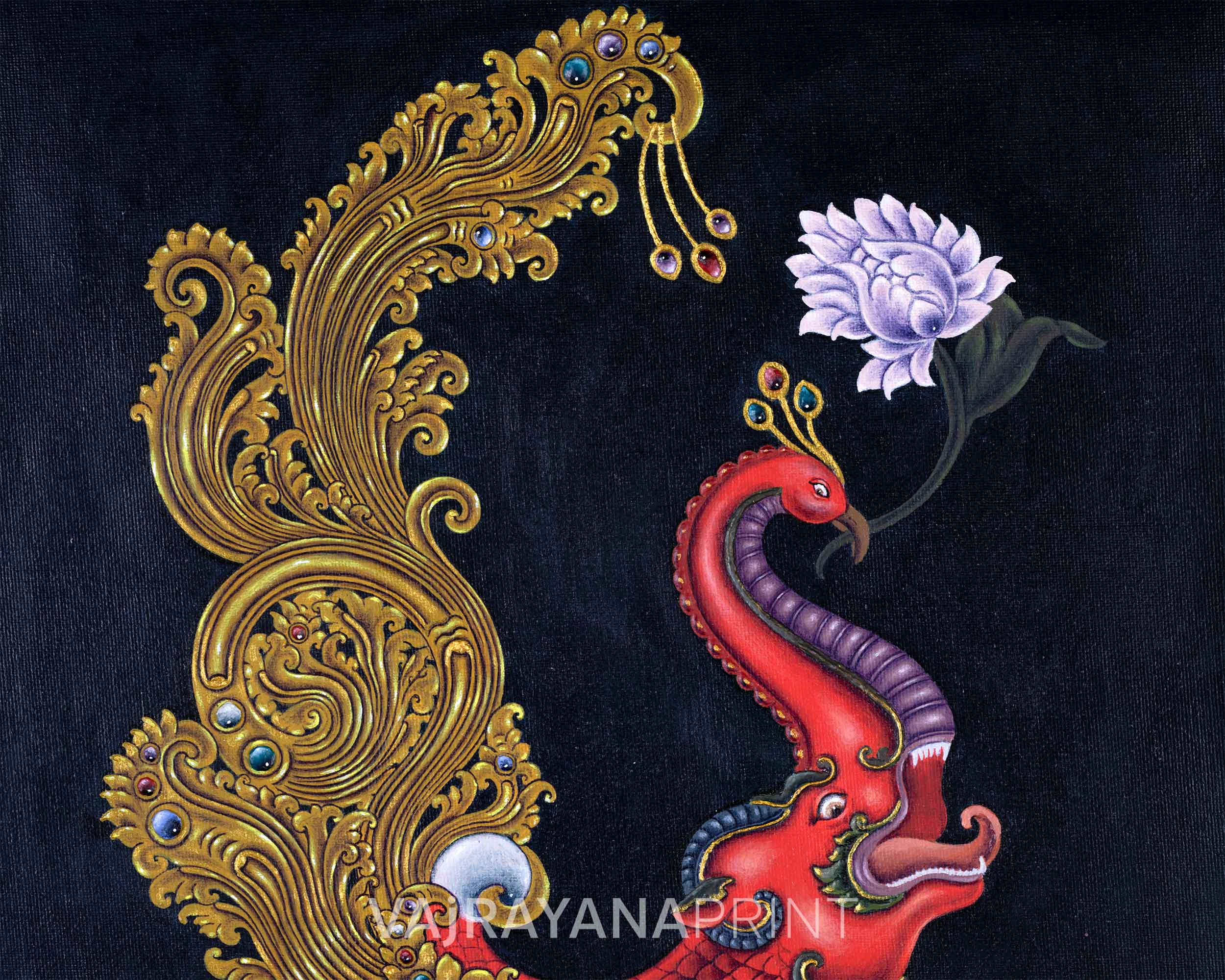 Red Hiti Manga Art Print | Rich Cultural Heritage of Nepal Portrayed In Paubha Painting Print