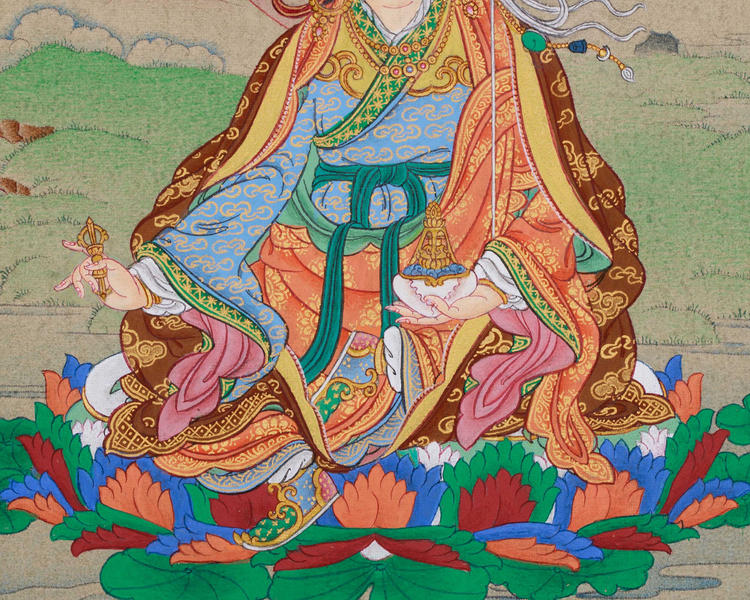 Handmade Guru Padmasambhava Thangka | The Lotus-Born Master of Enlightenment