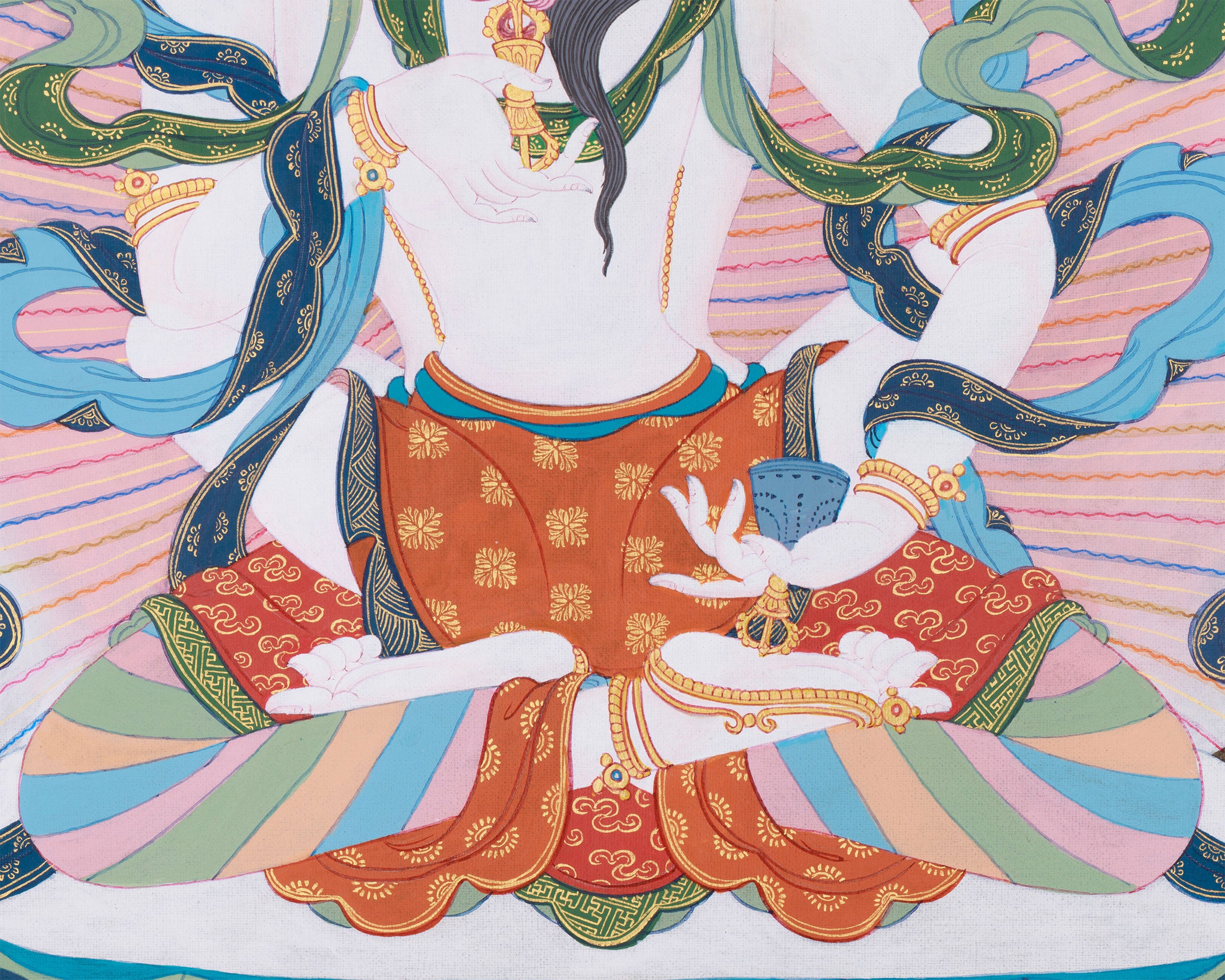 Vajrasattva with His Consort Thangka | Cotton Canvas Artwok