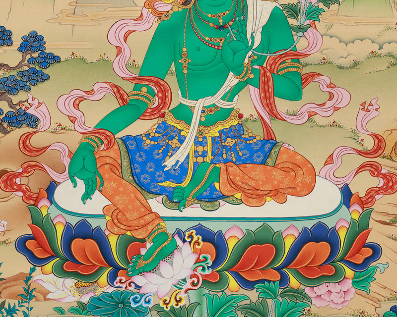 Green Tara Buddhist Art Print | Divine Feminine Poster | Tibetan Goddess Tara