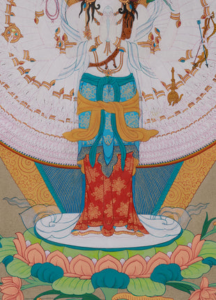 One Thousand Armed Chenrezig Thangka | The Compassionate Protector