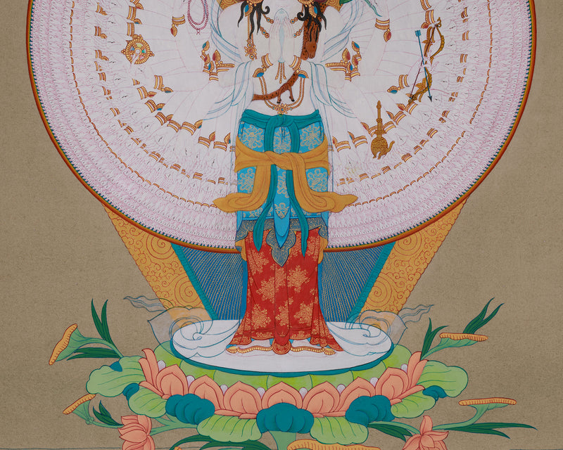 One Thousand Armed Chenrezig Thangka | The Compassionate Protector