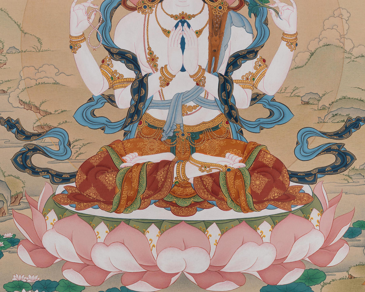 Compassion Deity Four Armed Chenrezig | Embodies the Boundless Compassion of All Buddhas