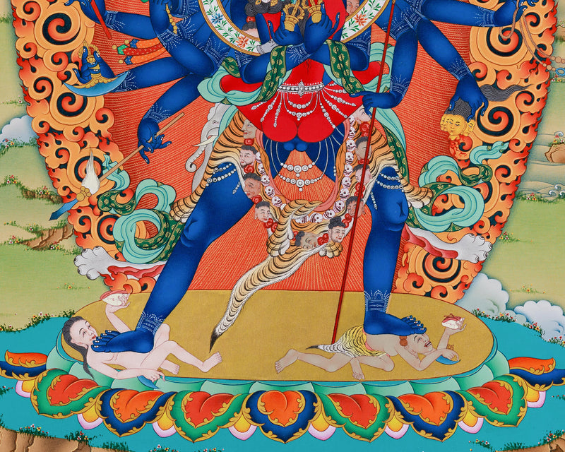 Heruka Manifestation: 12-Armed Chakrasamvara Thangka Print | Divine Yidam