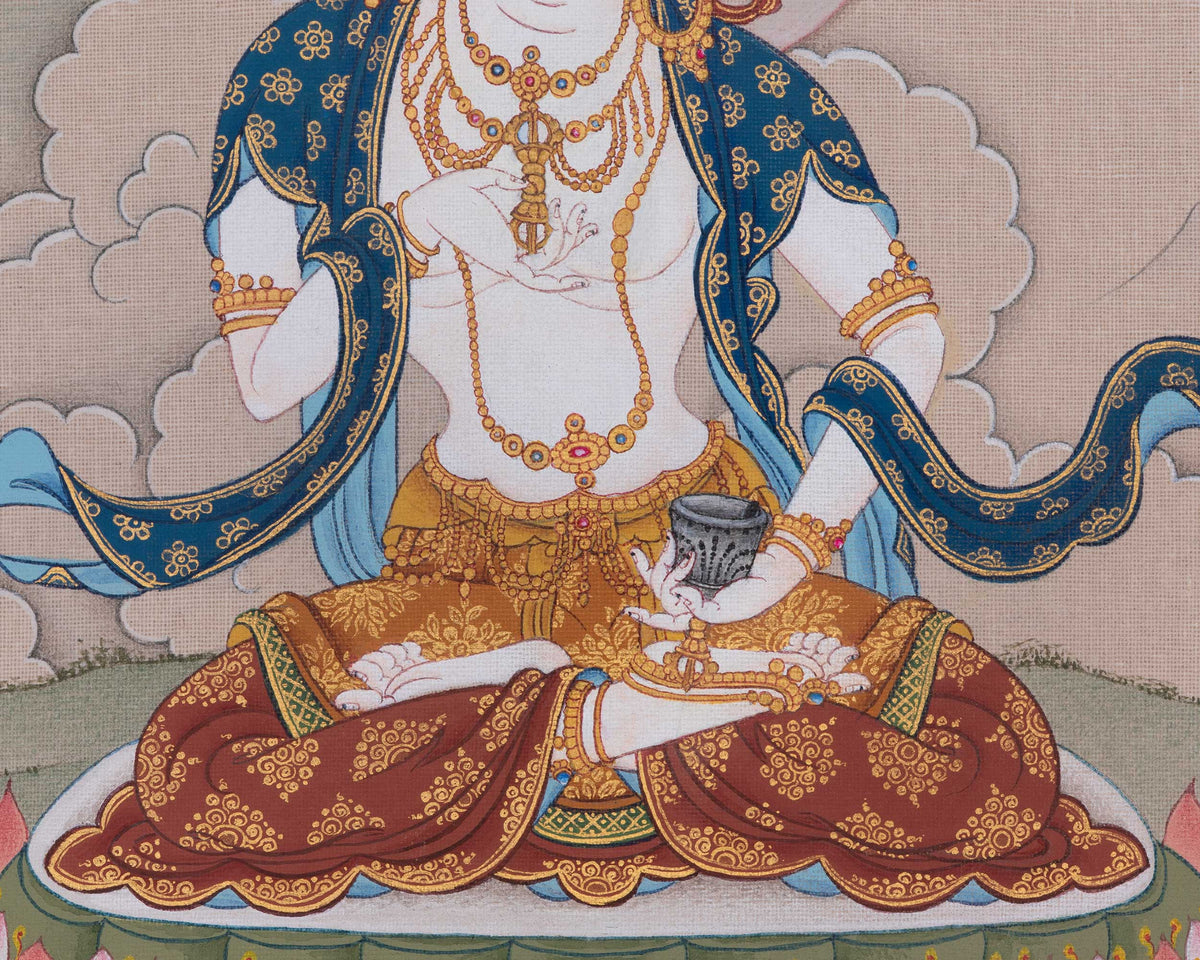 Vajrasattva Buddha of Purification Thangka | Represents Luminous Nature of The Enlightened Mind