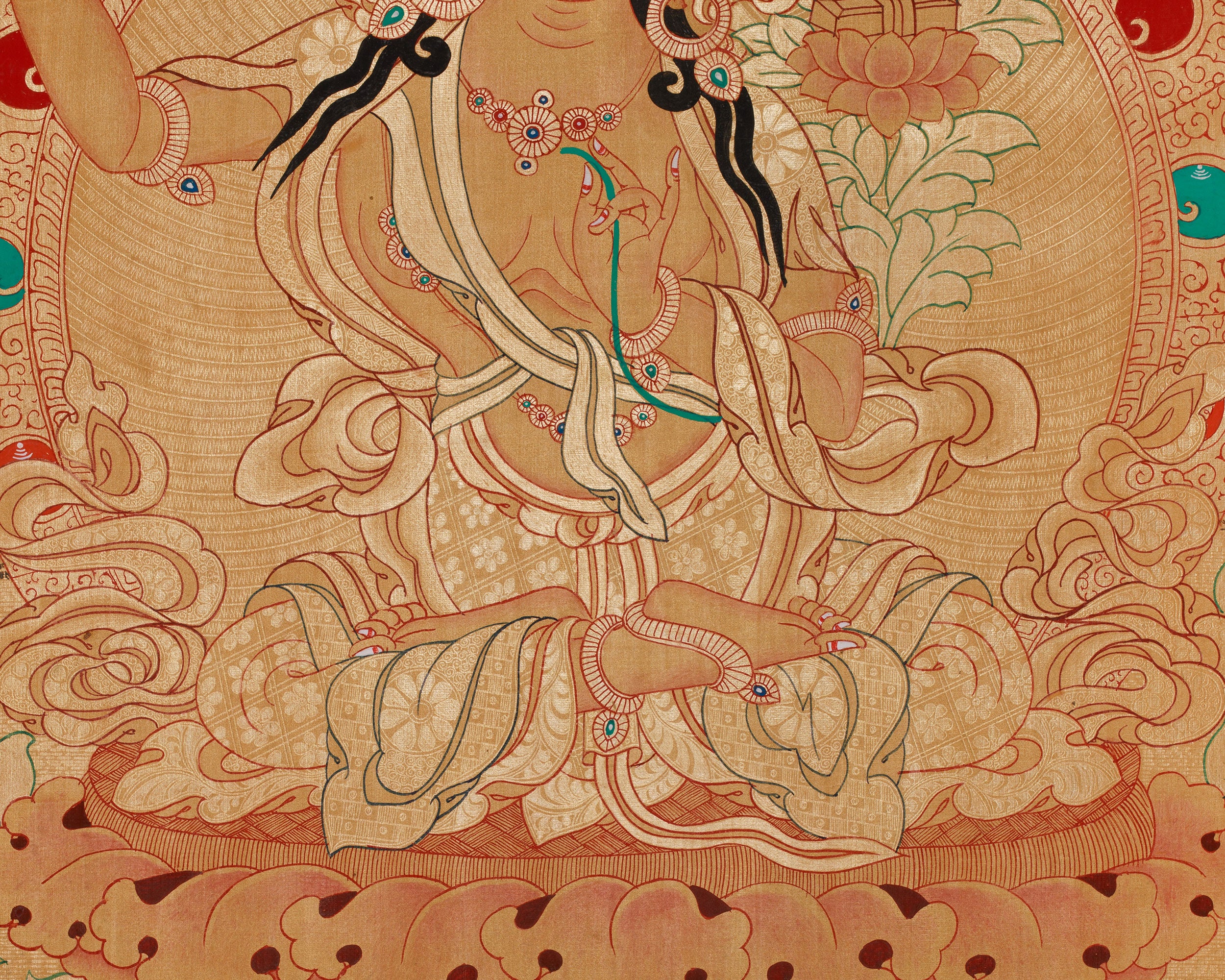 Buddhist Deity Manjushri Thangka | Wisdom Sword Protector