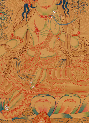 Tibetan Green Tara Thangka | Featuring Manjushri and Vajrapani