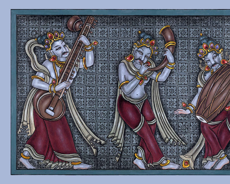 Naga Rani Naga Raj & Naga Rani Traditional Nepali Paubha Print