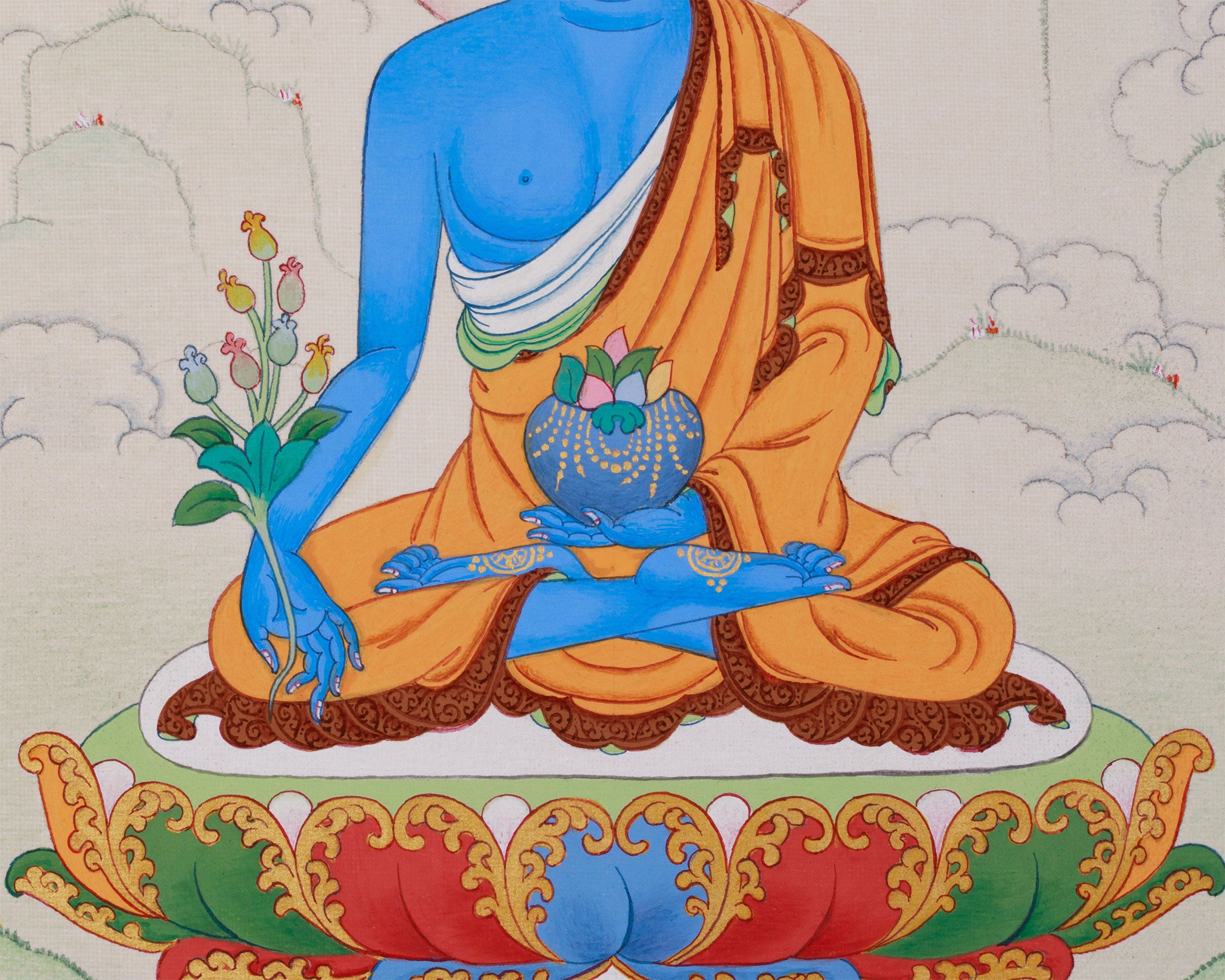 Small Medicine Buddha Thangka | Supreme Healer & Protector