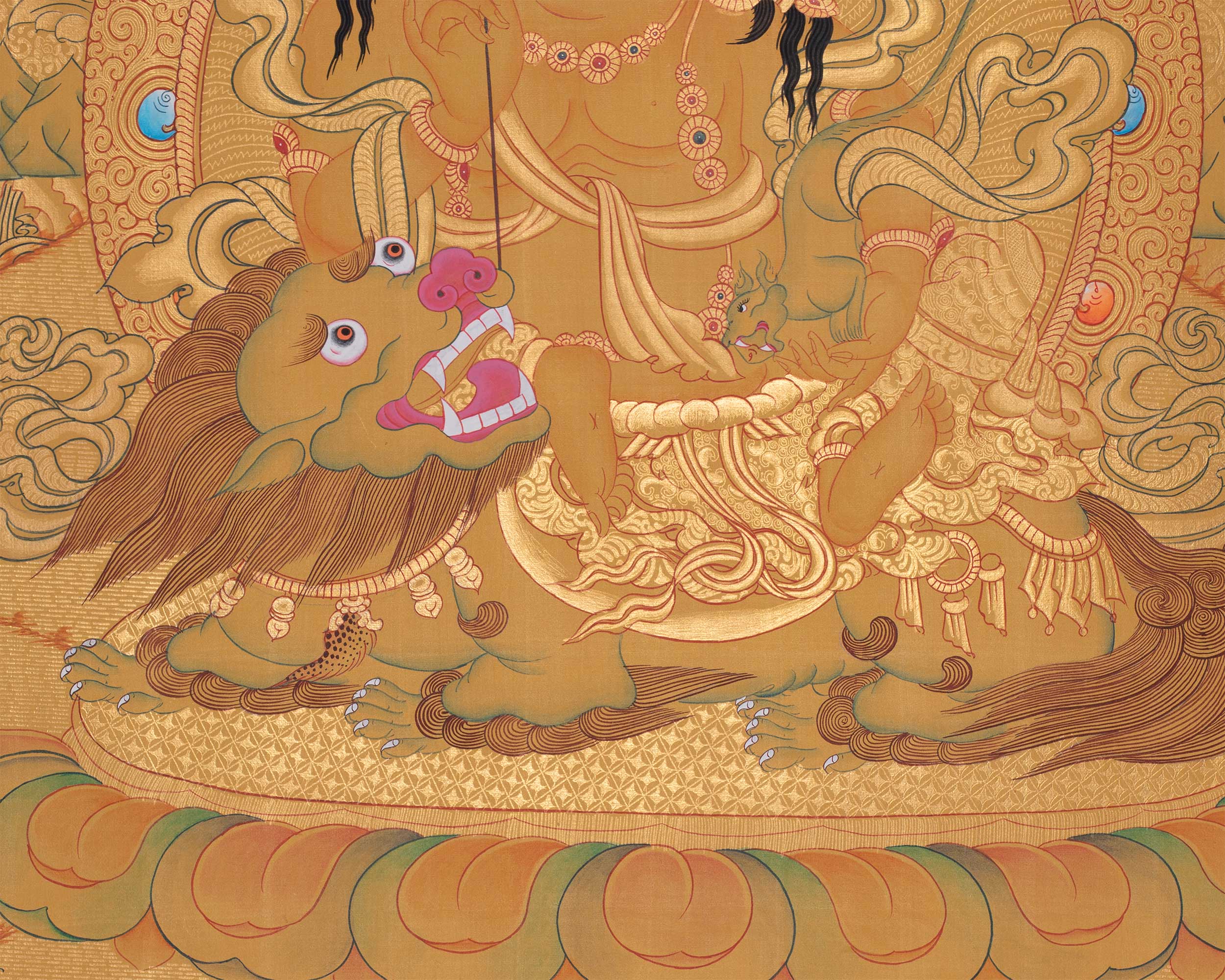 Gold Painted Namtose Thangka | Deity Of Wealth | Hand-Painted Buddhist Dharmapala |