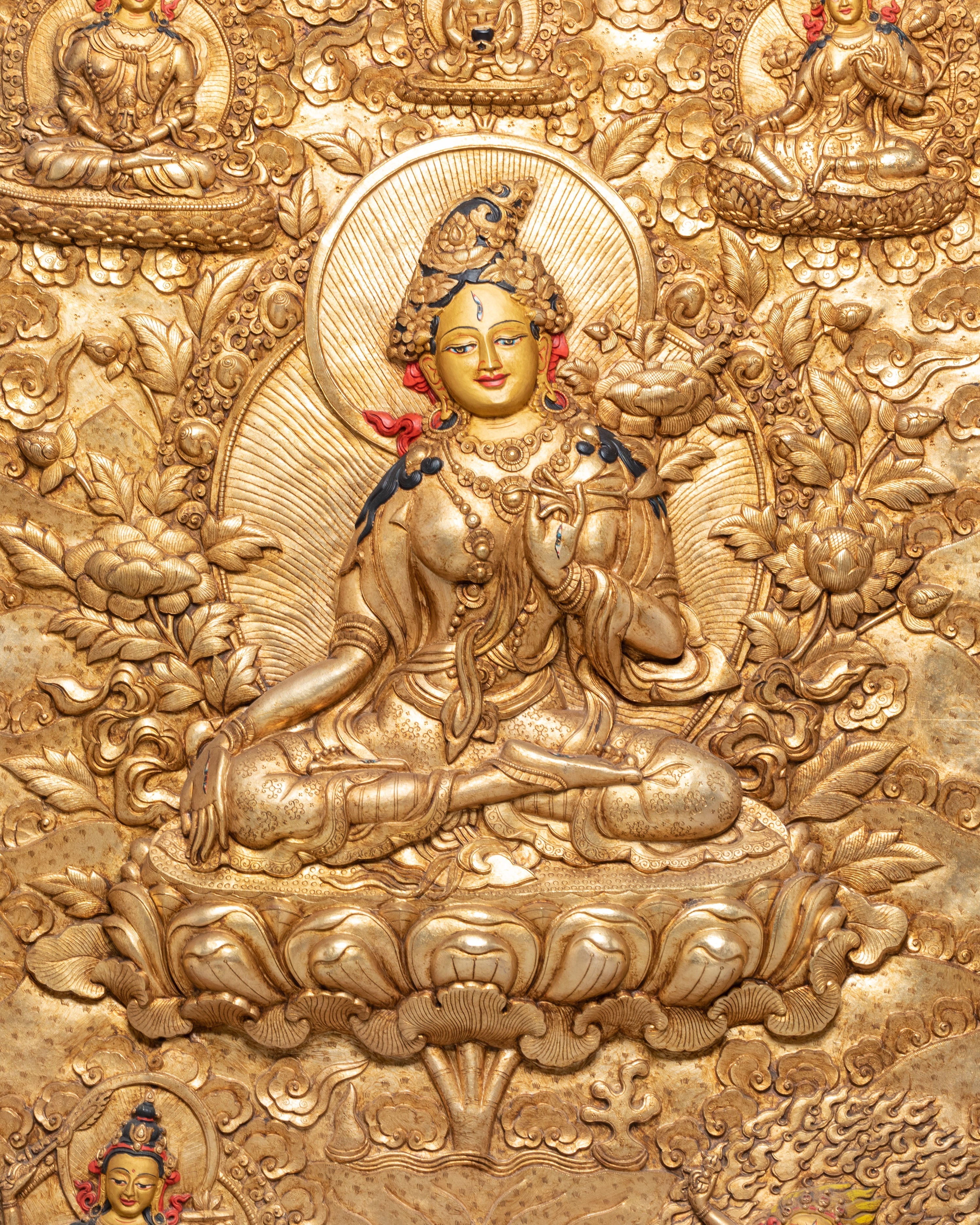 Himalayan Wall Art of Seven Eyed White Tara | Tibetan Goddess of Healing