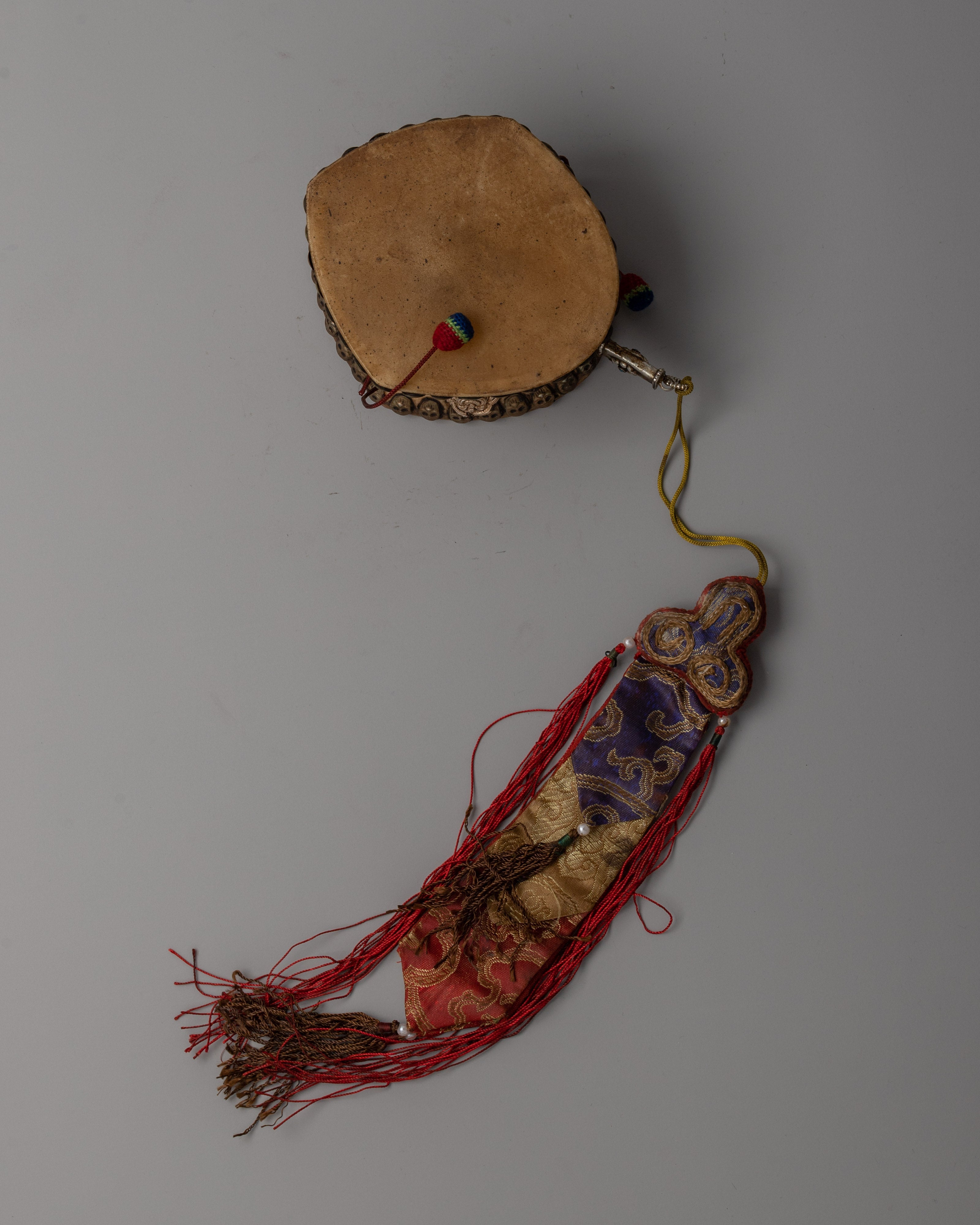 Damaru Drum with Turquoise & Coral | A Spiritual Tool for Rituals