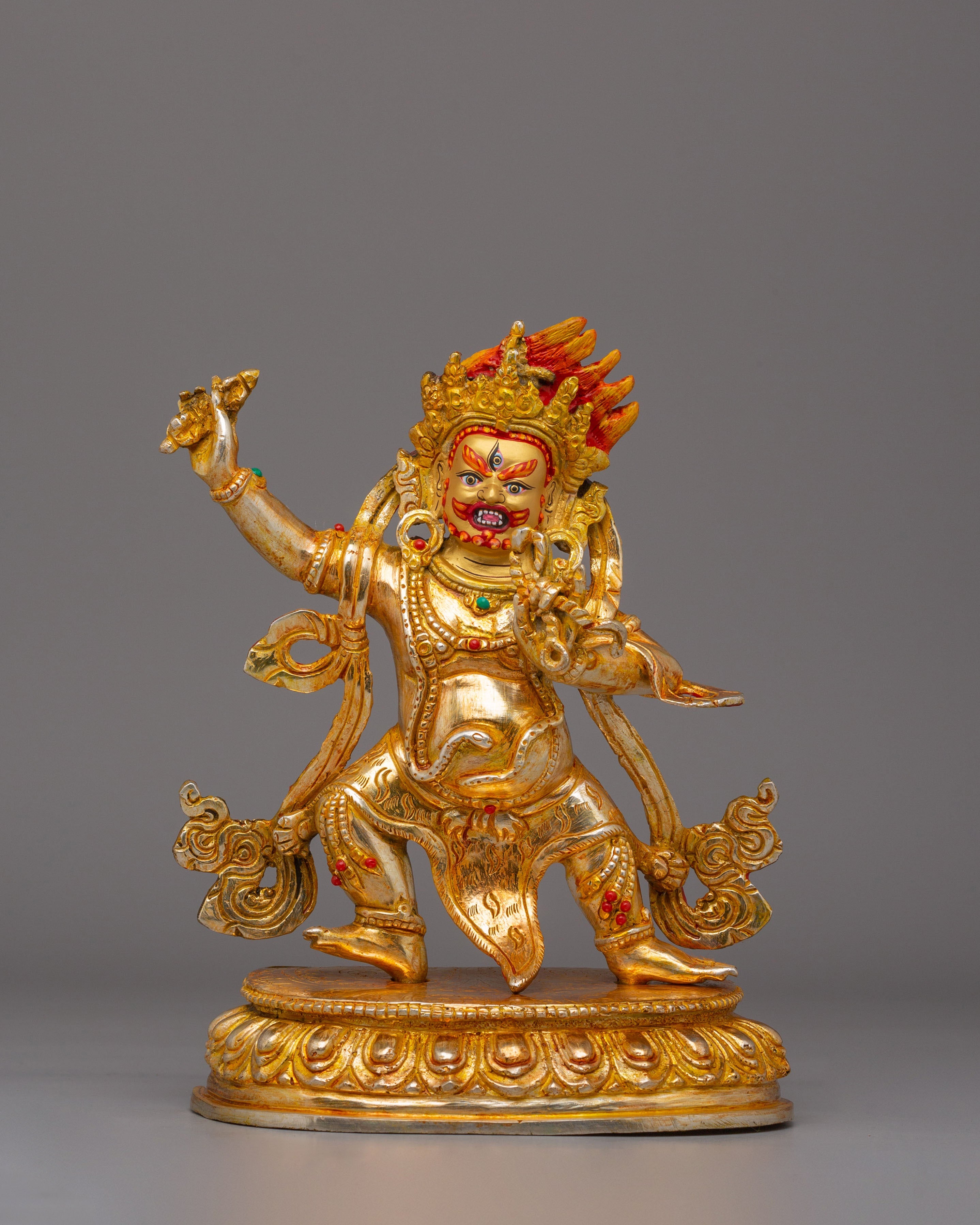 Divine Vajrapani Statue | Electro Gold Plated Protector Deity