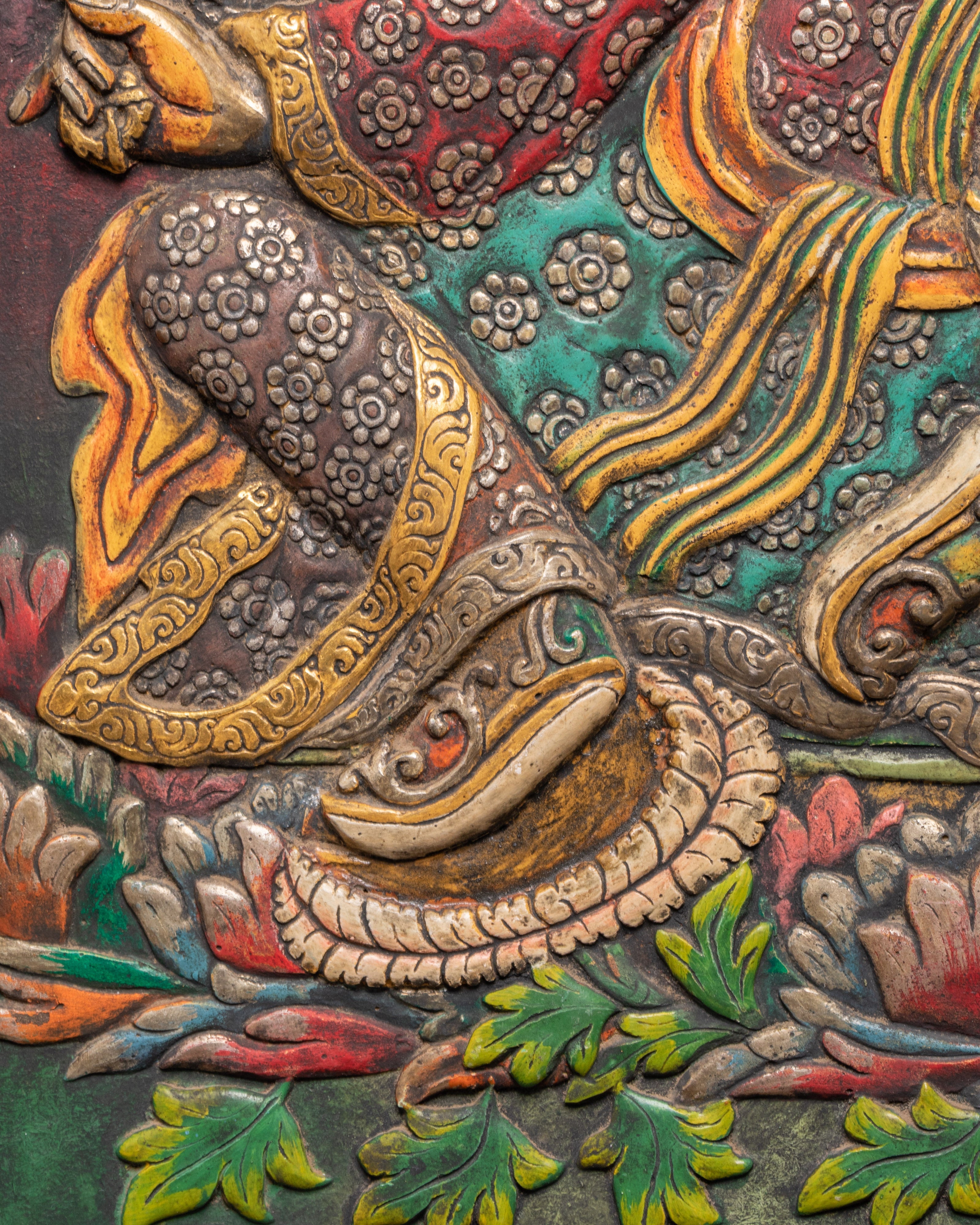 Wooden Frame Guru Rinpoche Wall Hanging | Symbol of Blessings and Protection