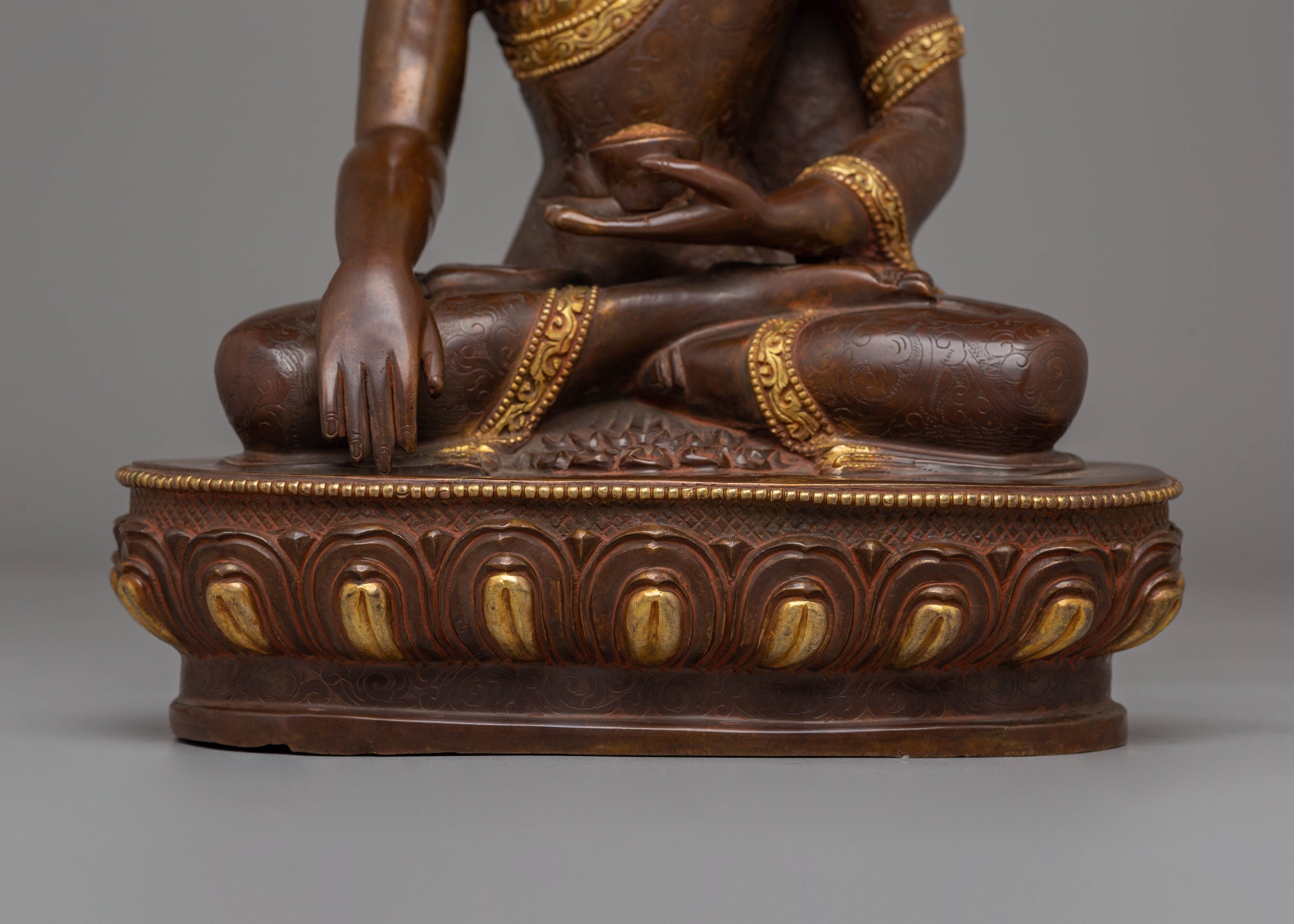 Buddha Shakyamuni Divine Statue | Sacred Copper & Gold-Plated Sculpture