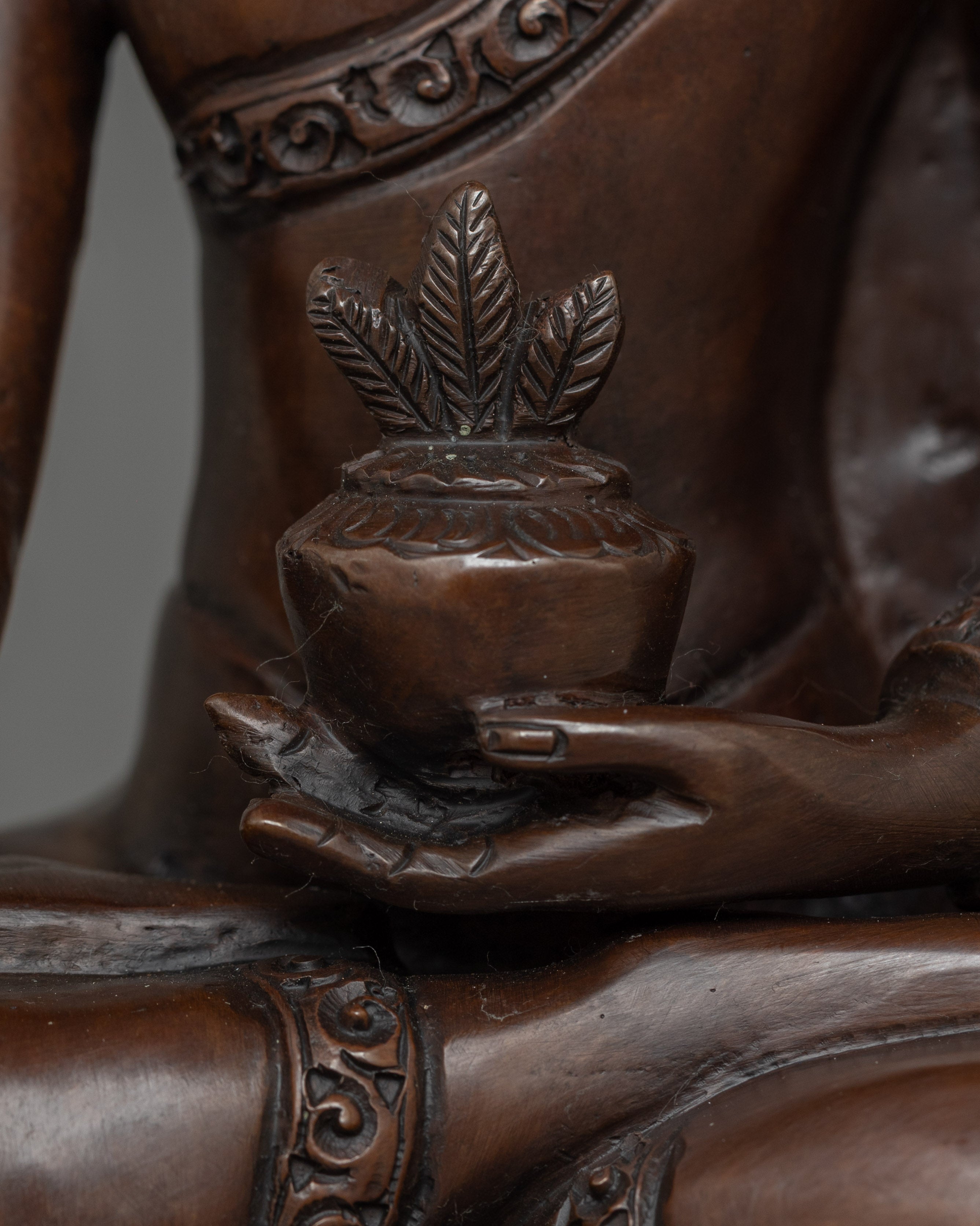 Medicine Buddha with Oxidized Copper Body Statue |  A Divine Healer