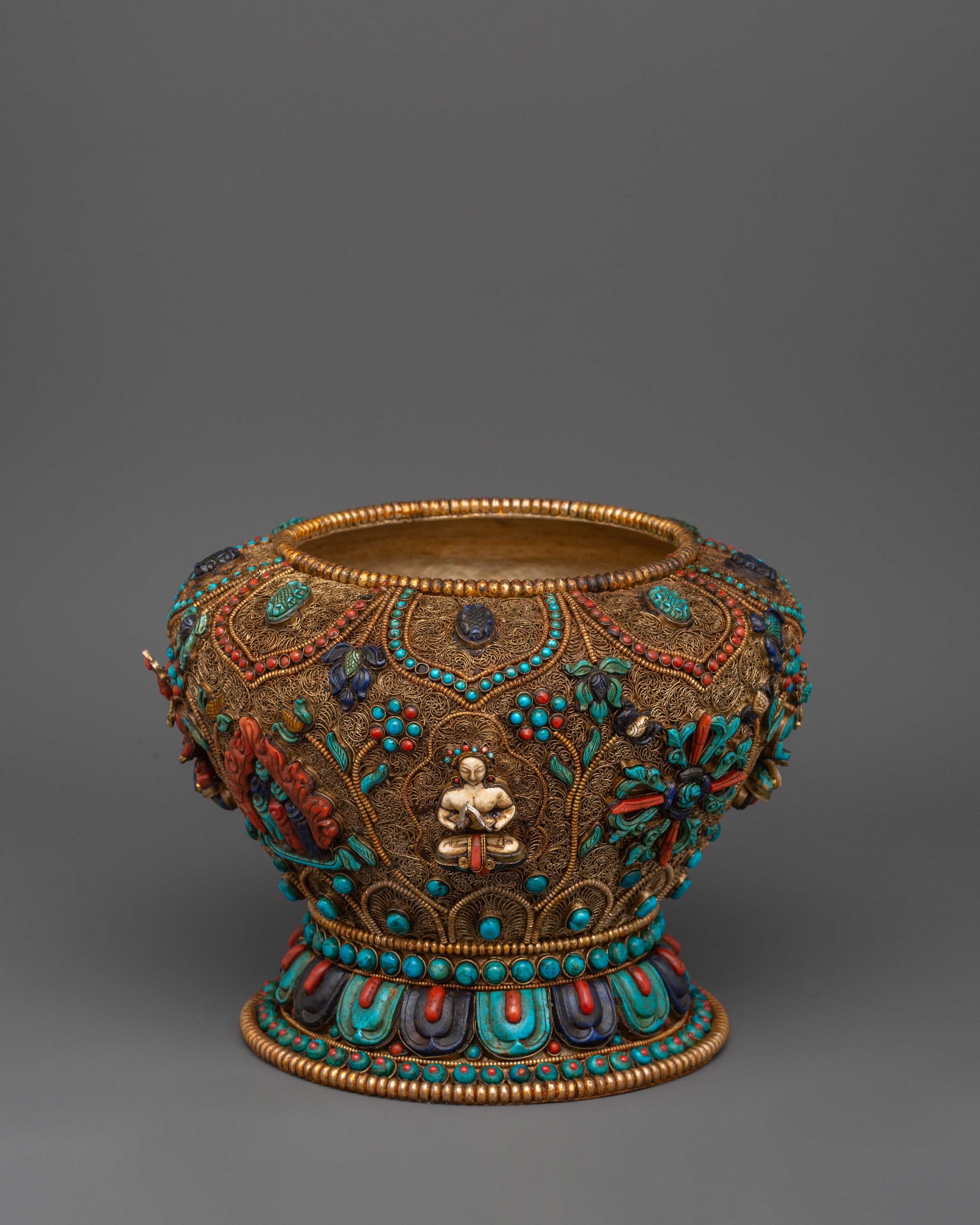 Large Handcrafted Tibetan Rice Bowl | Offering Bowl for Altar and Sacred Space
