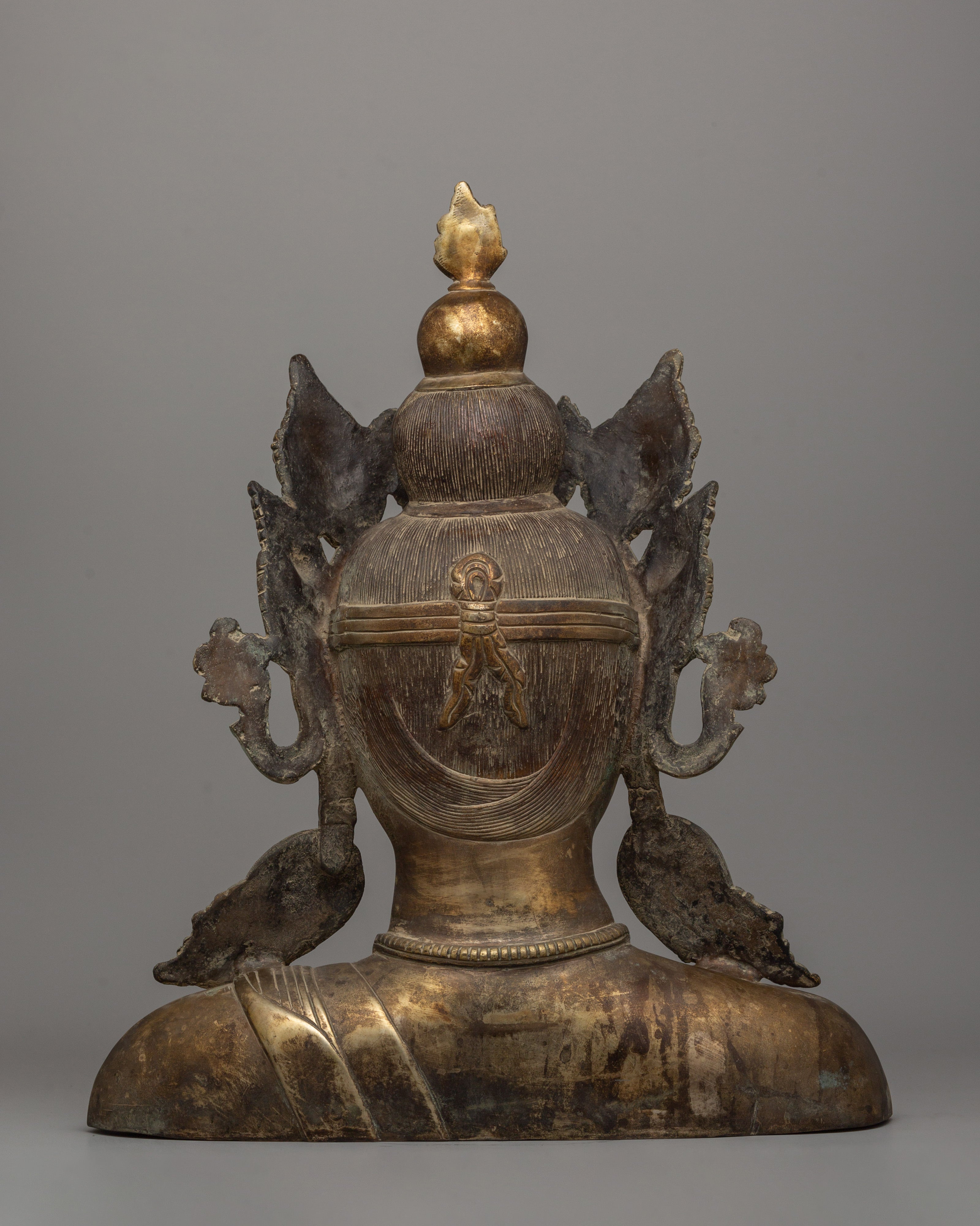 Crowned Buddha Head Statue | Elegant Gold-Plated Buddha Head