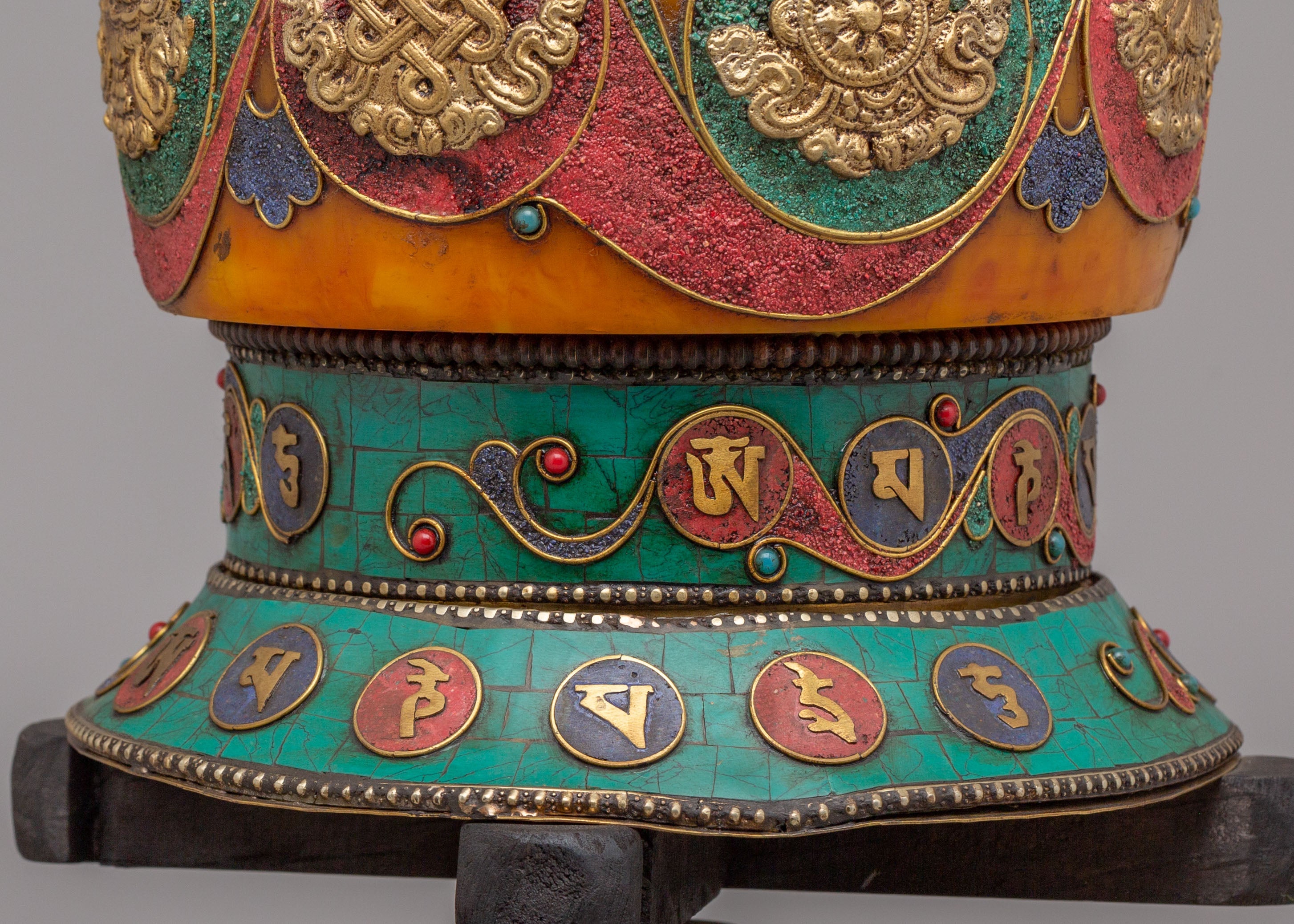Auspicious Symbol Prayer Wheel | Handcrafted Tibetan Buddhist Ritual Object