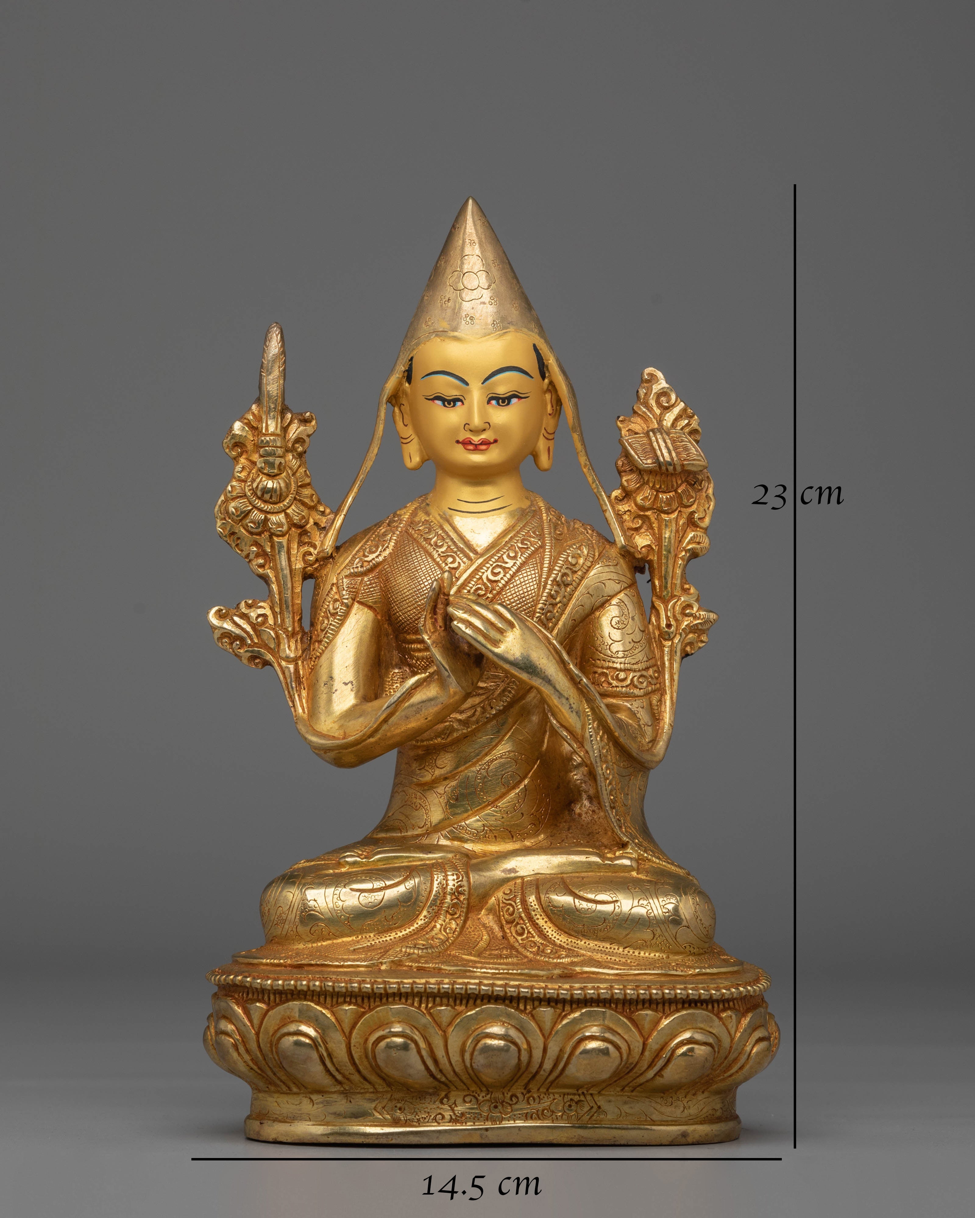 Tsongkhapa Handcrafted Copper Statue | Traditional Tibetan Artwork