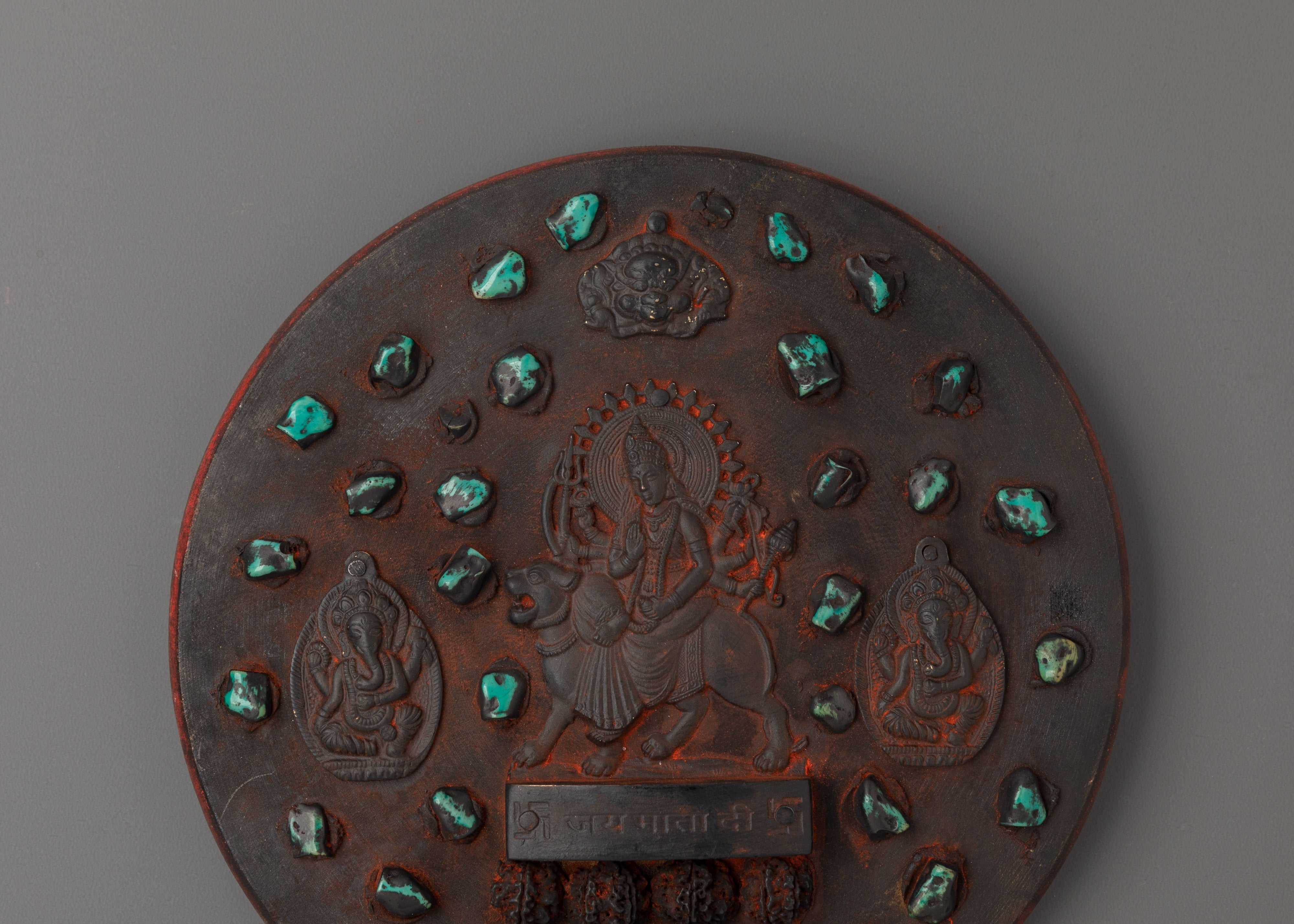 Goddess Durga Wall Hanging | Sacred Wooden Plaque for Protection