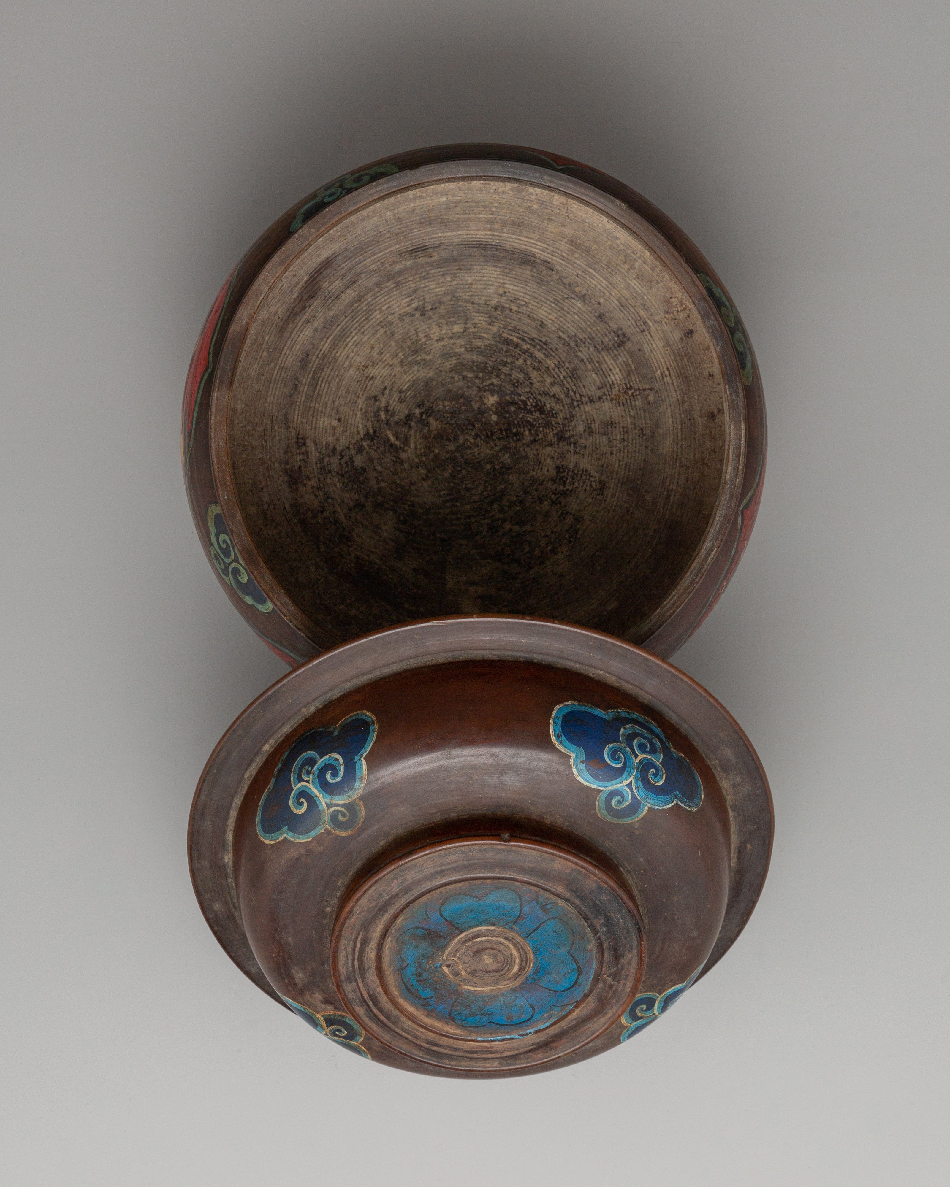 Buddhist Decorative Champa Pot |  Ritual Pot with Vibrant Lion Motifs
