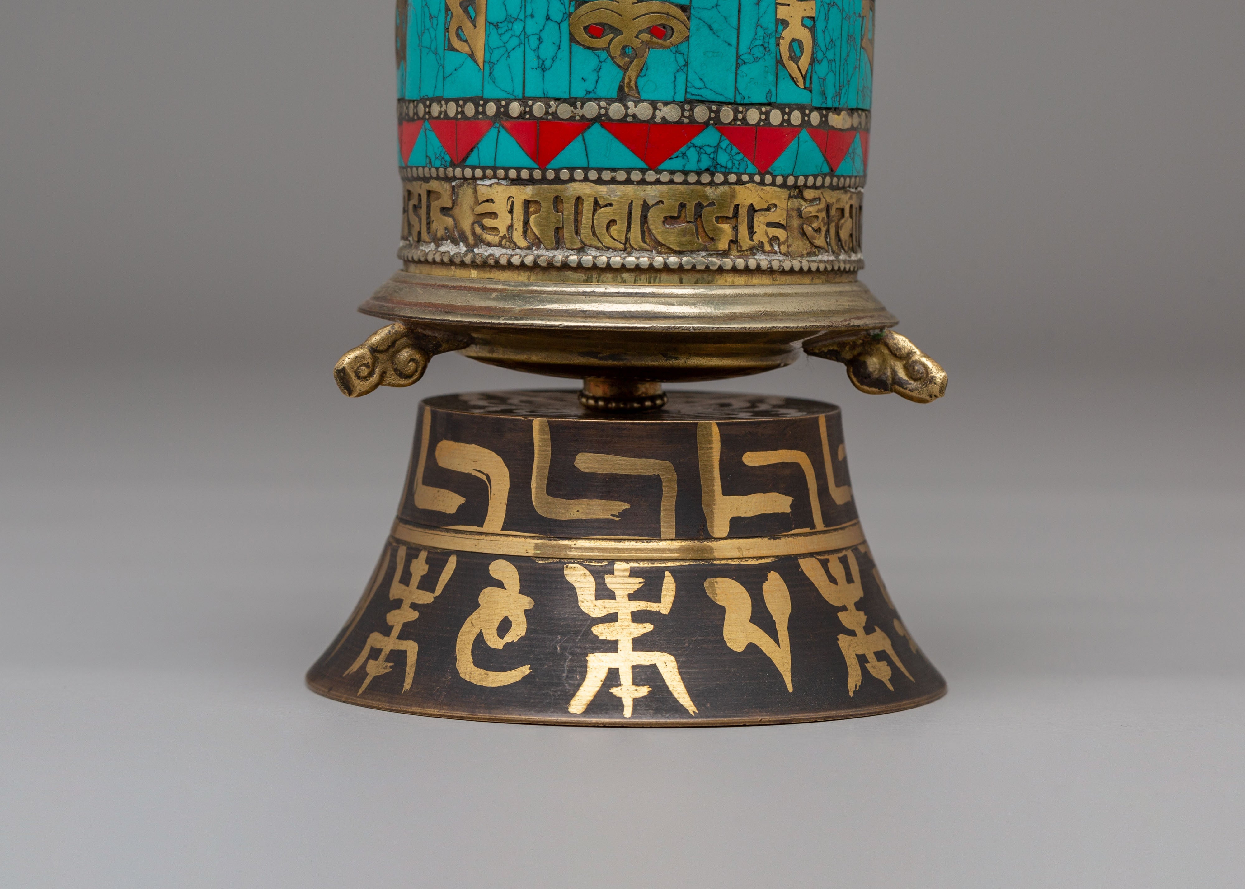 Tibetan Prayer Wheel with Mantras | Handcrafted Copper Mantra Wheel