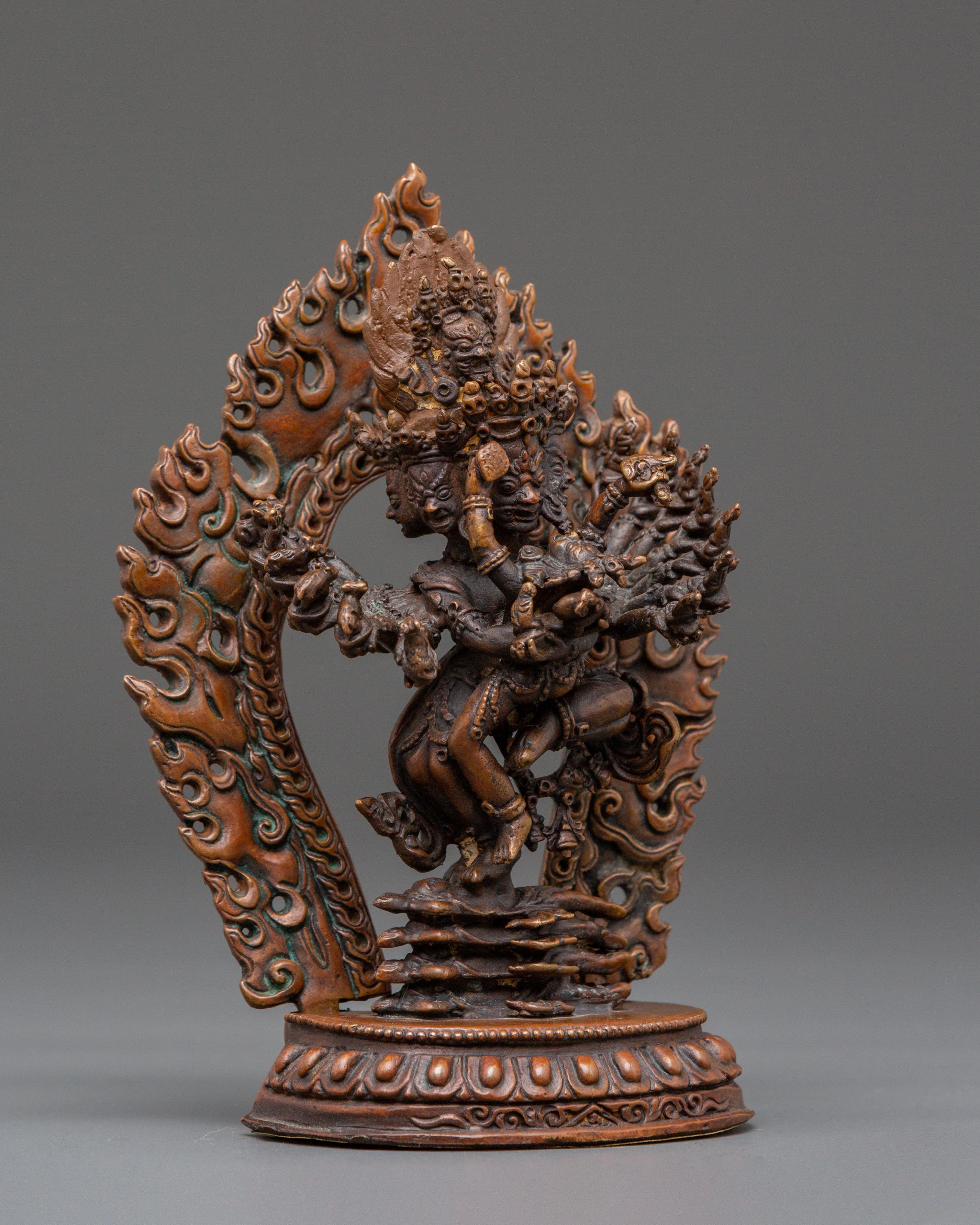 Tantric Protector Hevajra Statue | Oxidized Copper Tibetan Deity Sculpture