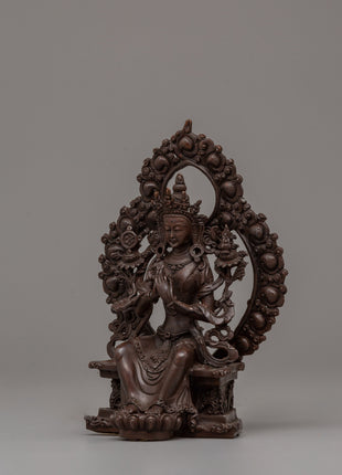 Oxidized Maitreya Buddha Statue | 15.5cm Copper Artwork