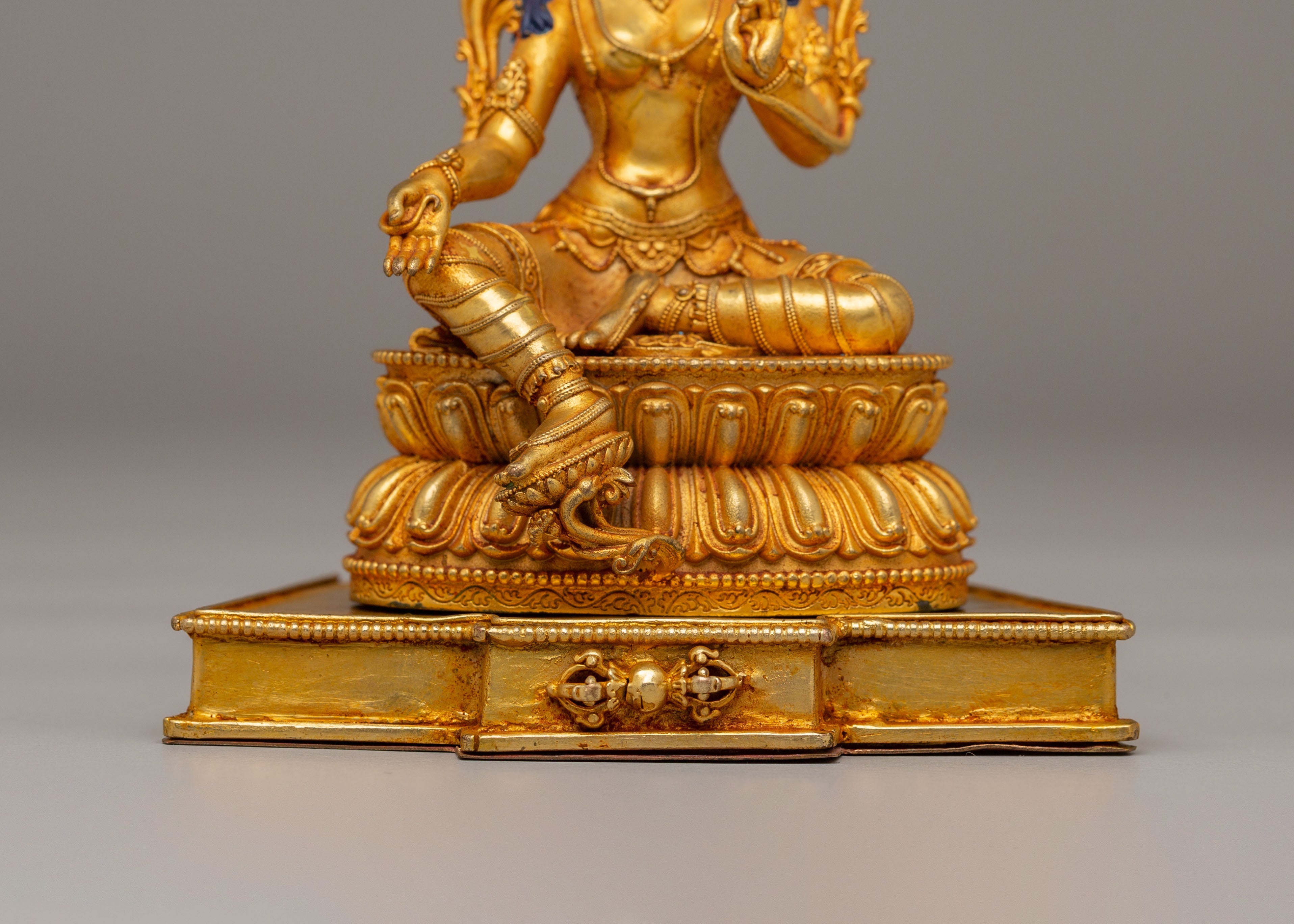 Spiritual Divine Green Tara Statue | Copper Body with 24K Gold Plating