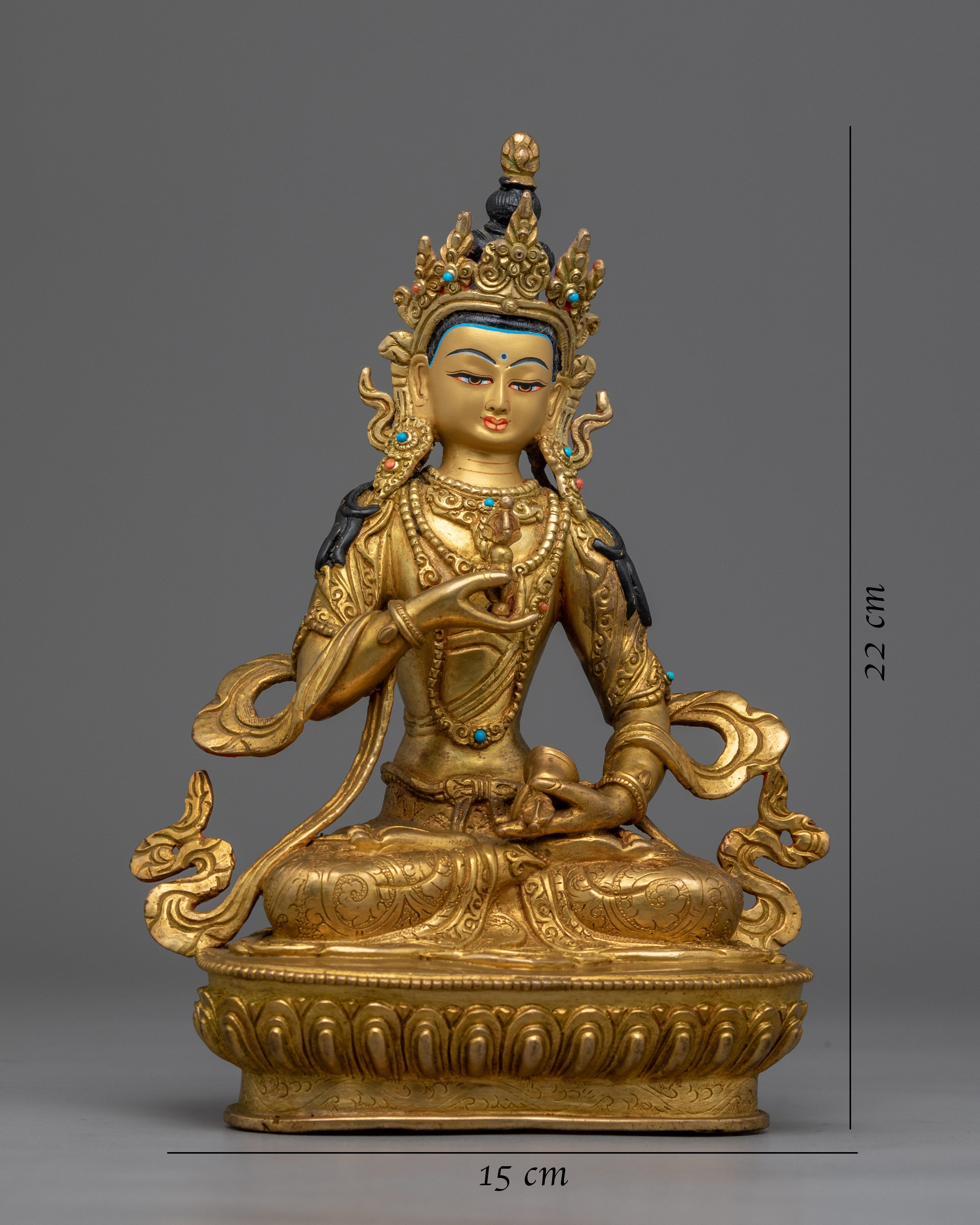 Vajrasattva Sculpture Gilded in Gold | Handmade in Nepal, Himalayan Buddhist Art
