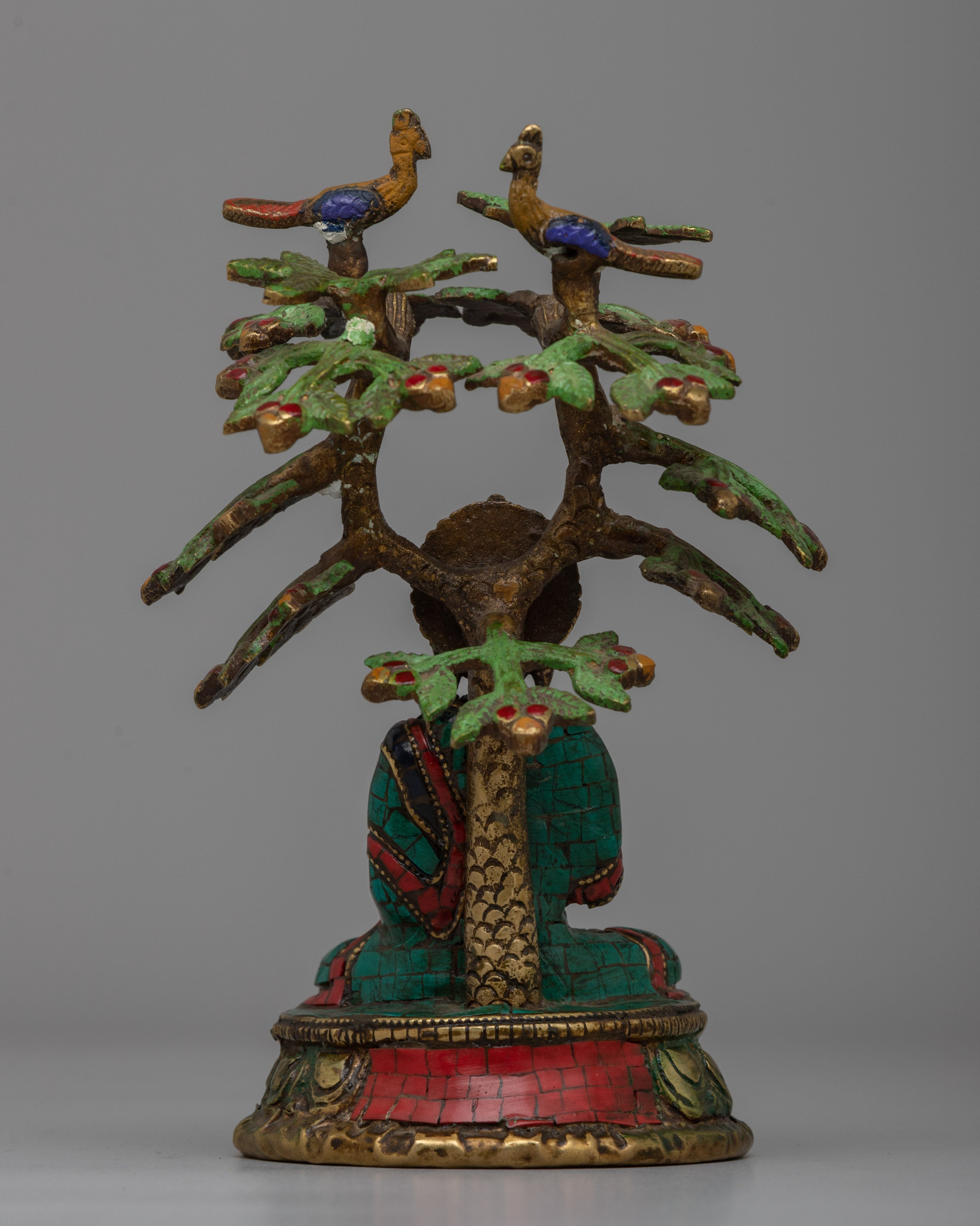 Spiritual Amoghasiddhi Buddha Statue | Coral and Turquoise Inlay