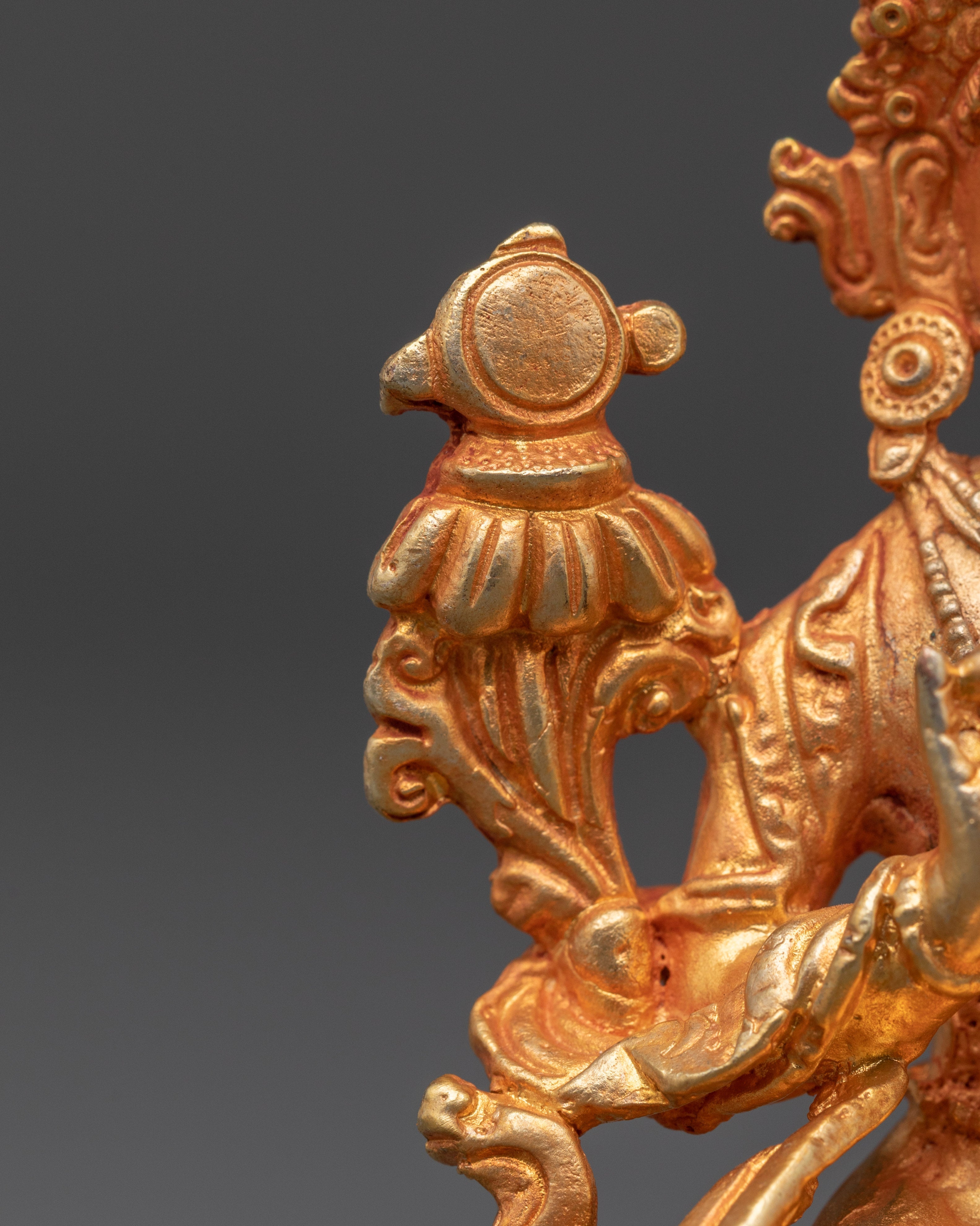 Handcrafted Maitreya Buddha Deity Sculpture | Gold Plated Copper Buddha Figurine