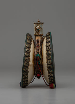 Handcrafted Tibetan Skull Damaru Drum | Ritual Instrument for Meditation