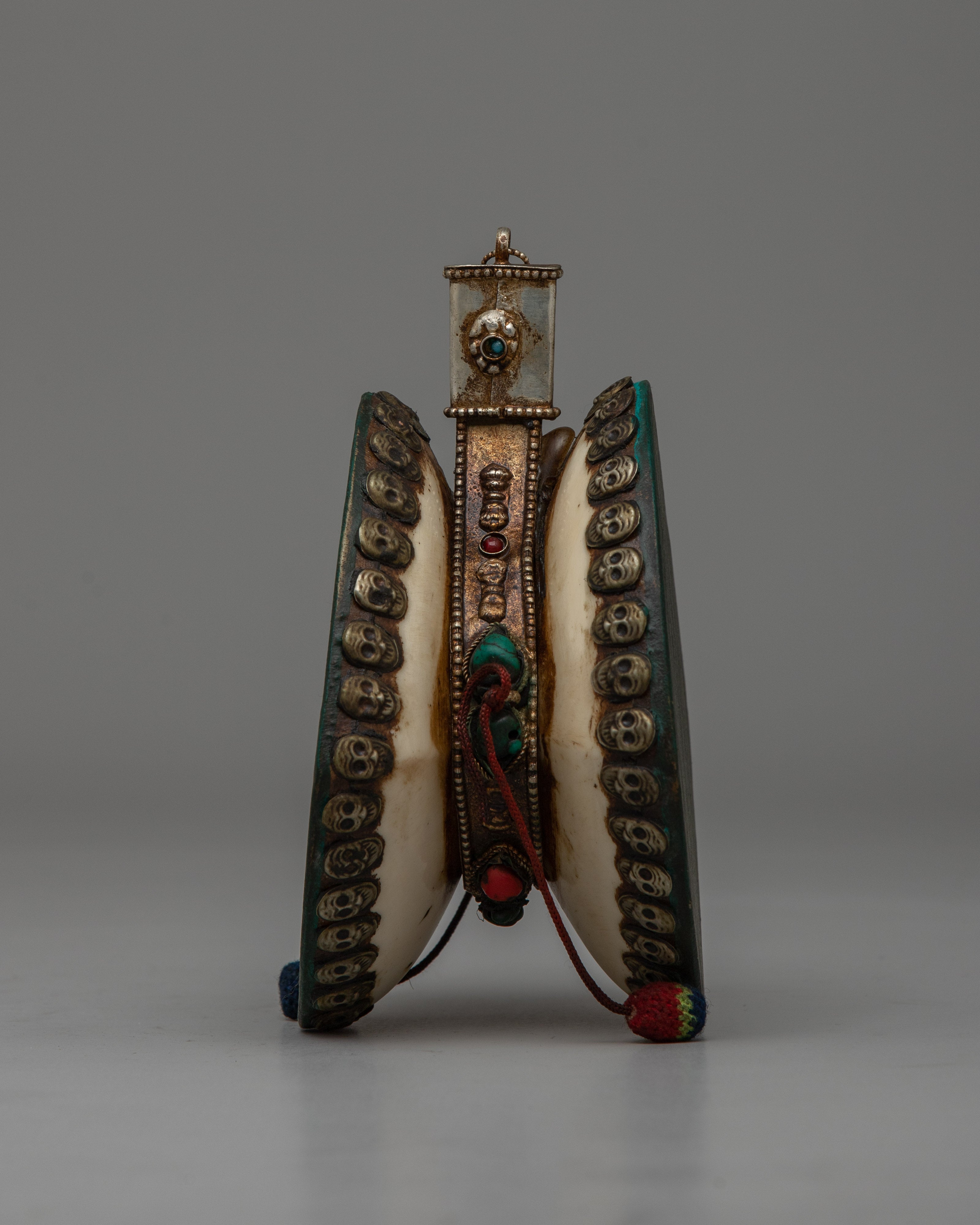 Handcrafted Tibetan Skull Damaru Drum | Ritual Instrument for Meditation