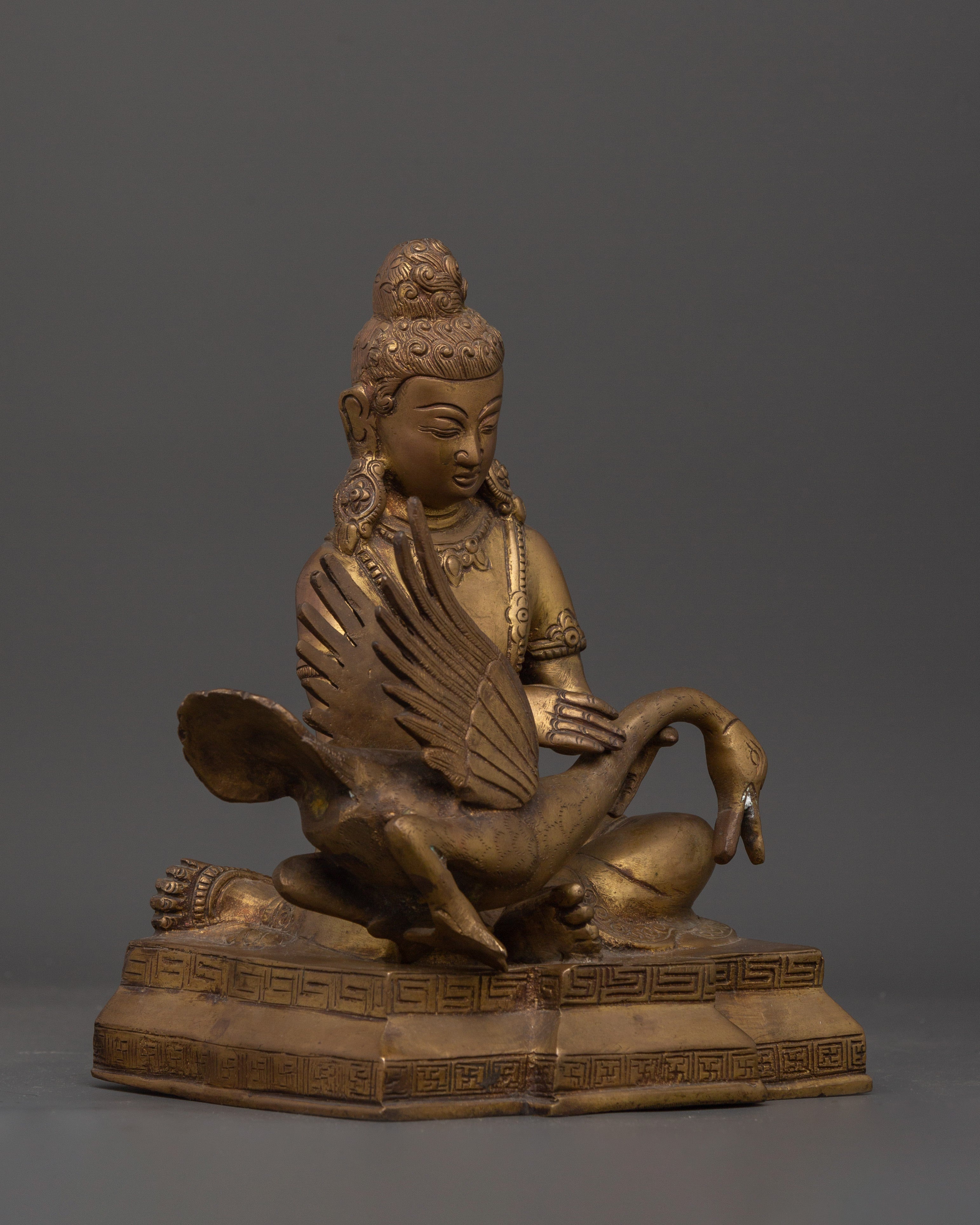 Brass Siddhartha Gautam Statue with Swan | Symbolizing Compassion and Protection