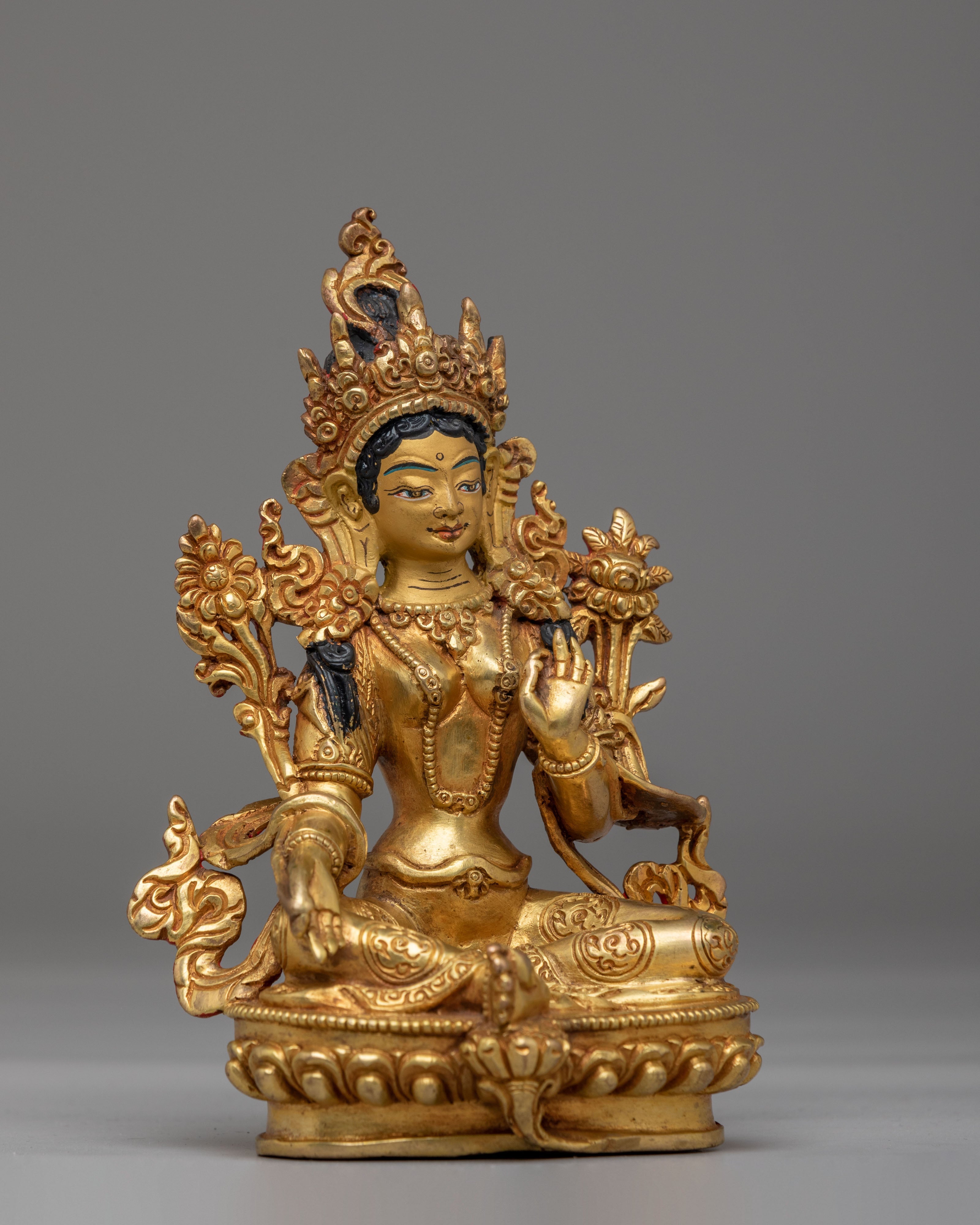 Tibetan Green Tara Deity Figurine | Traditional Tibetan Artwork