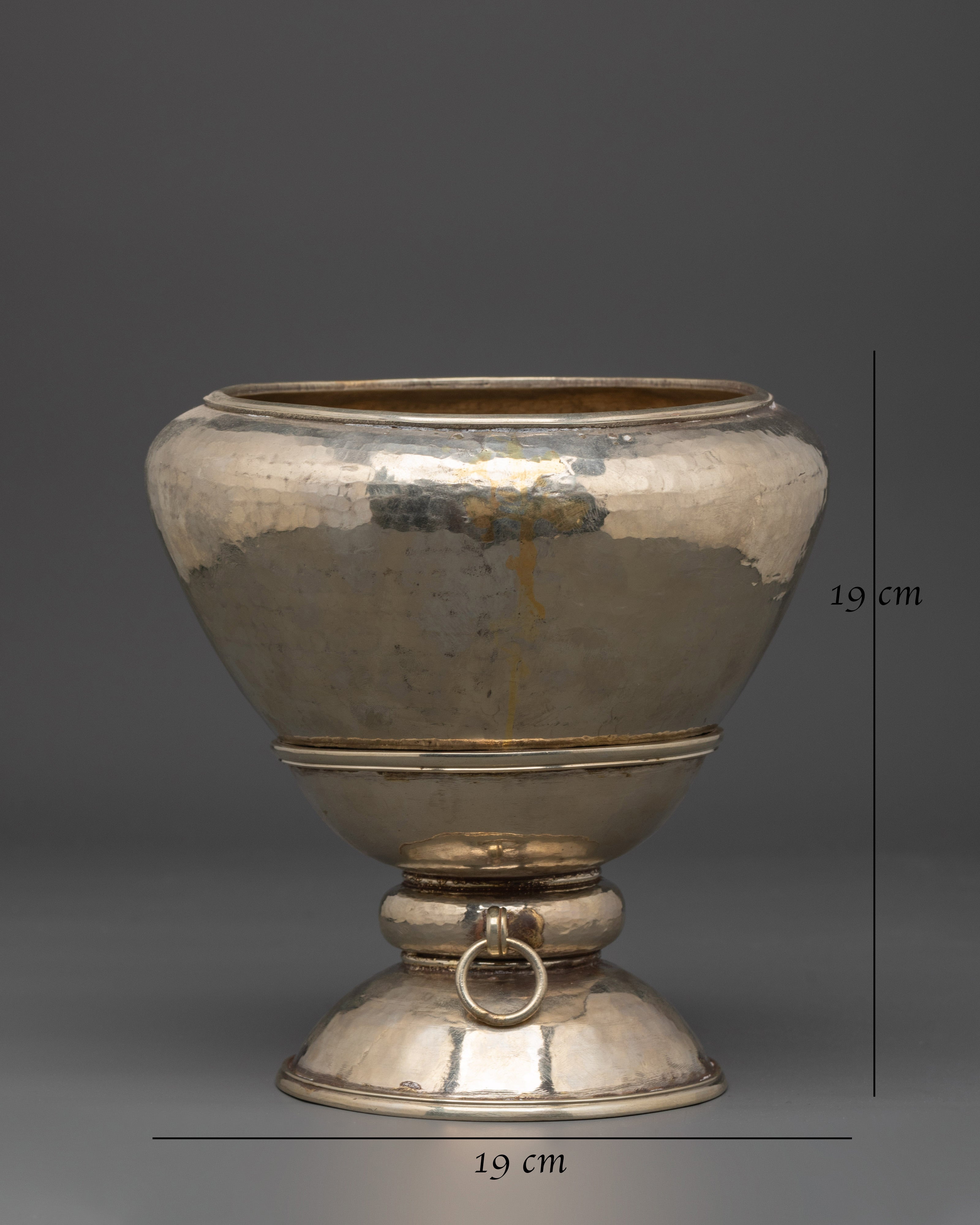 Handmade White Metal Golpa  | Traditional Ritual Bowl
