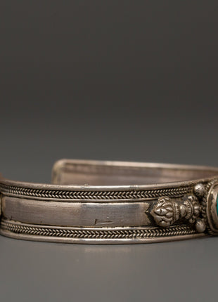 Handcrafted Silver Turquoise Inlaid Bracelet | Meaningful Spiritual Silver Bracelet