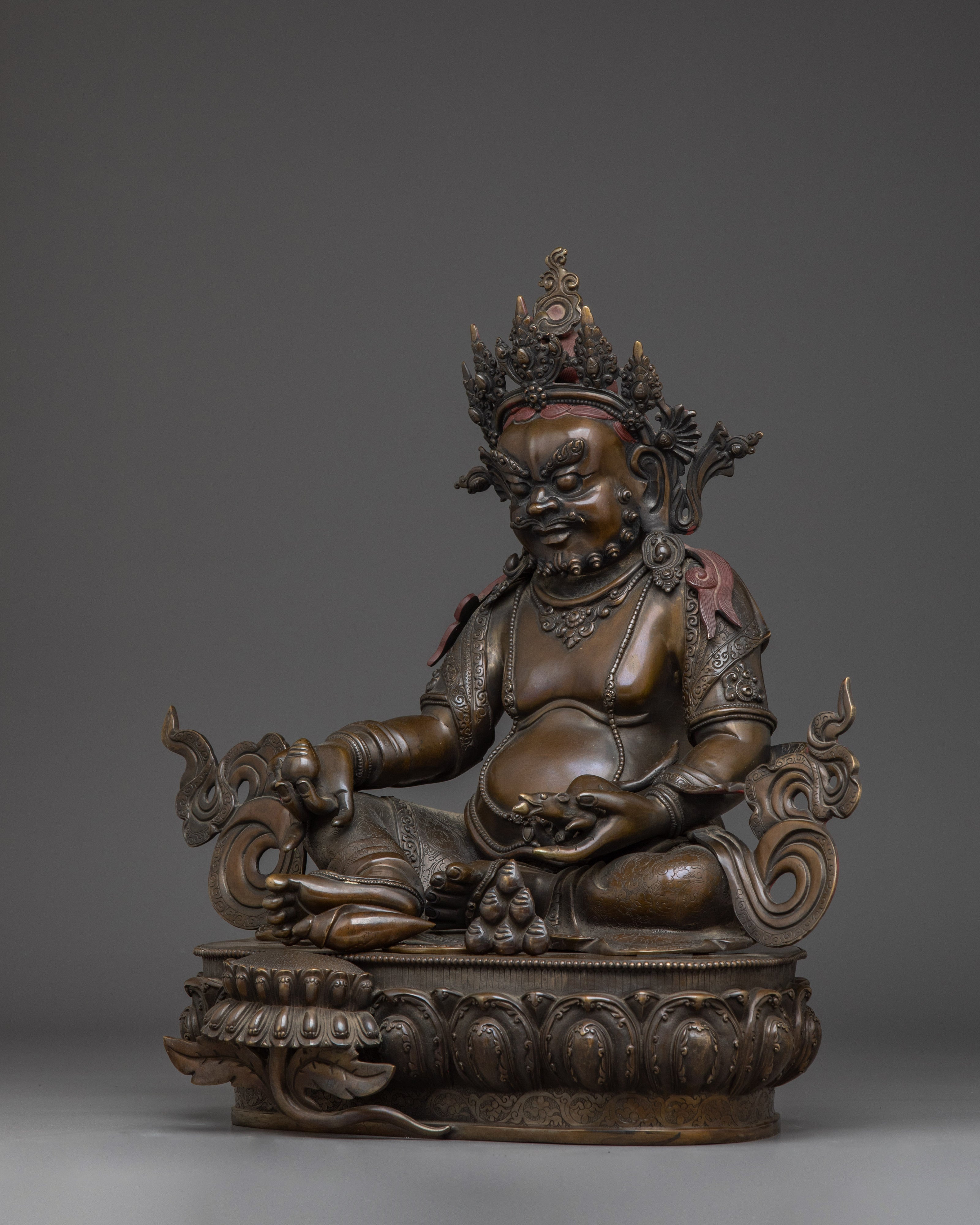 Black Oxidized Dzambhala Statue | Tibetan Wealth Deity