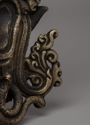 Bronze Bhairav Mask | Sacred Wall Sculpture for Meditation & Decor | Traditional Gift Idea From Nepal
