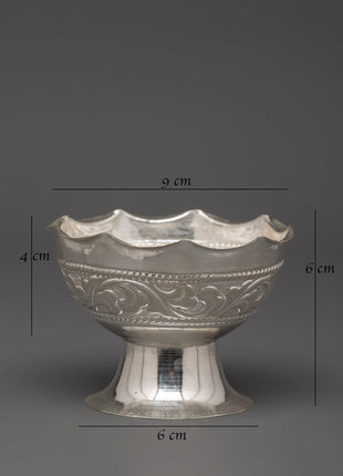 Handmade Pure Silver Offering Bowl | Sacred Offering Bowl for Puja & Shrine Use