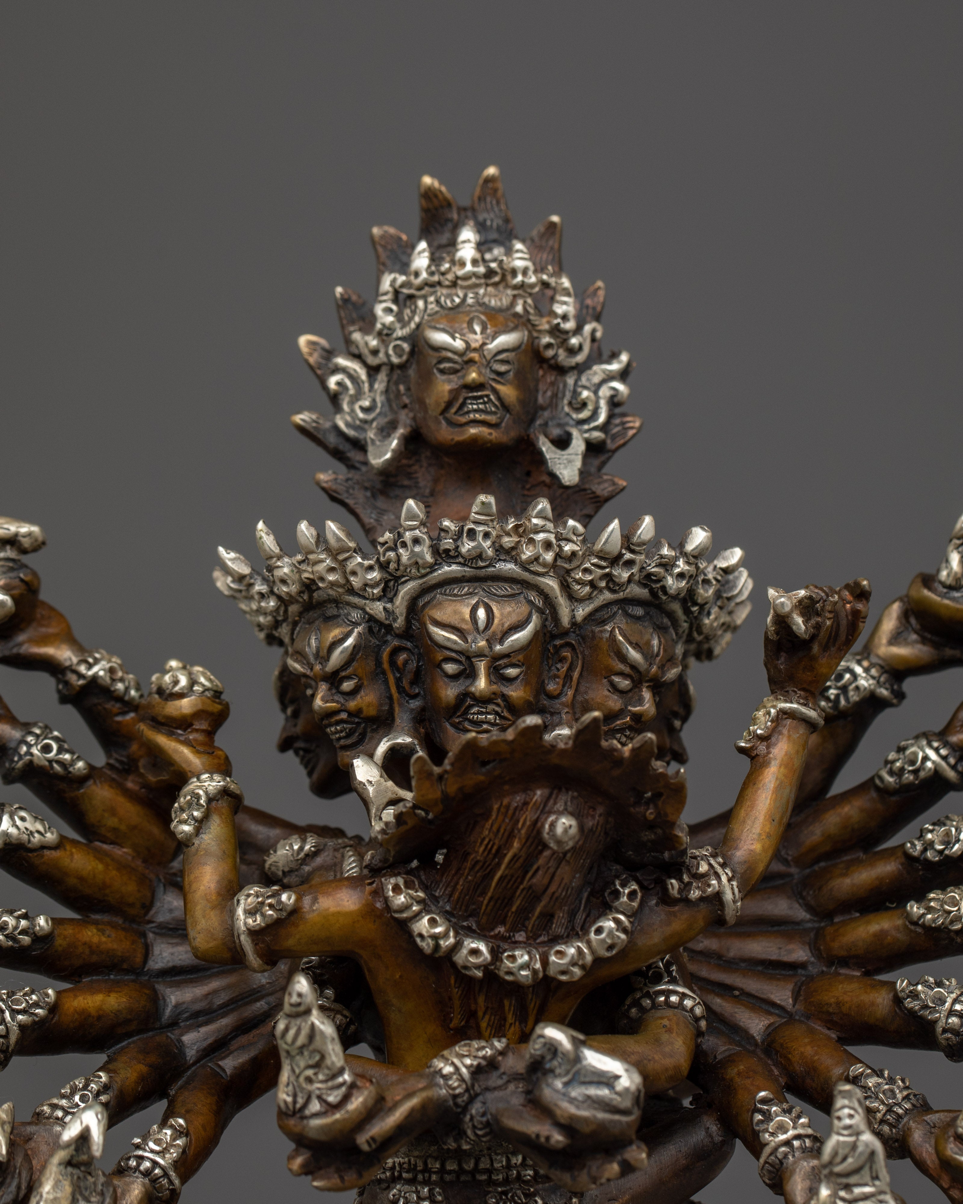 Silver-plated Hevajra With Consort statue | Empowerment Practice
