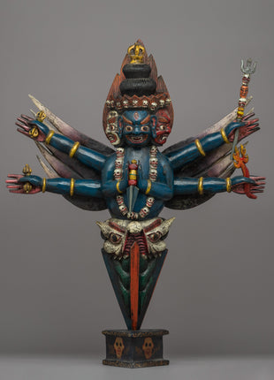 Hand-Carved Wooden Phurba | Sacred Tibetan Buddhist Artifact