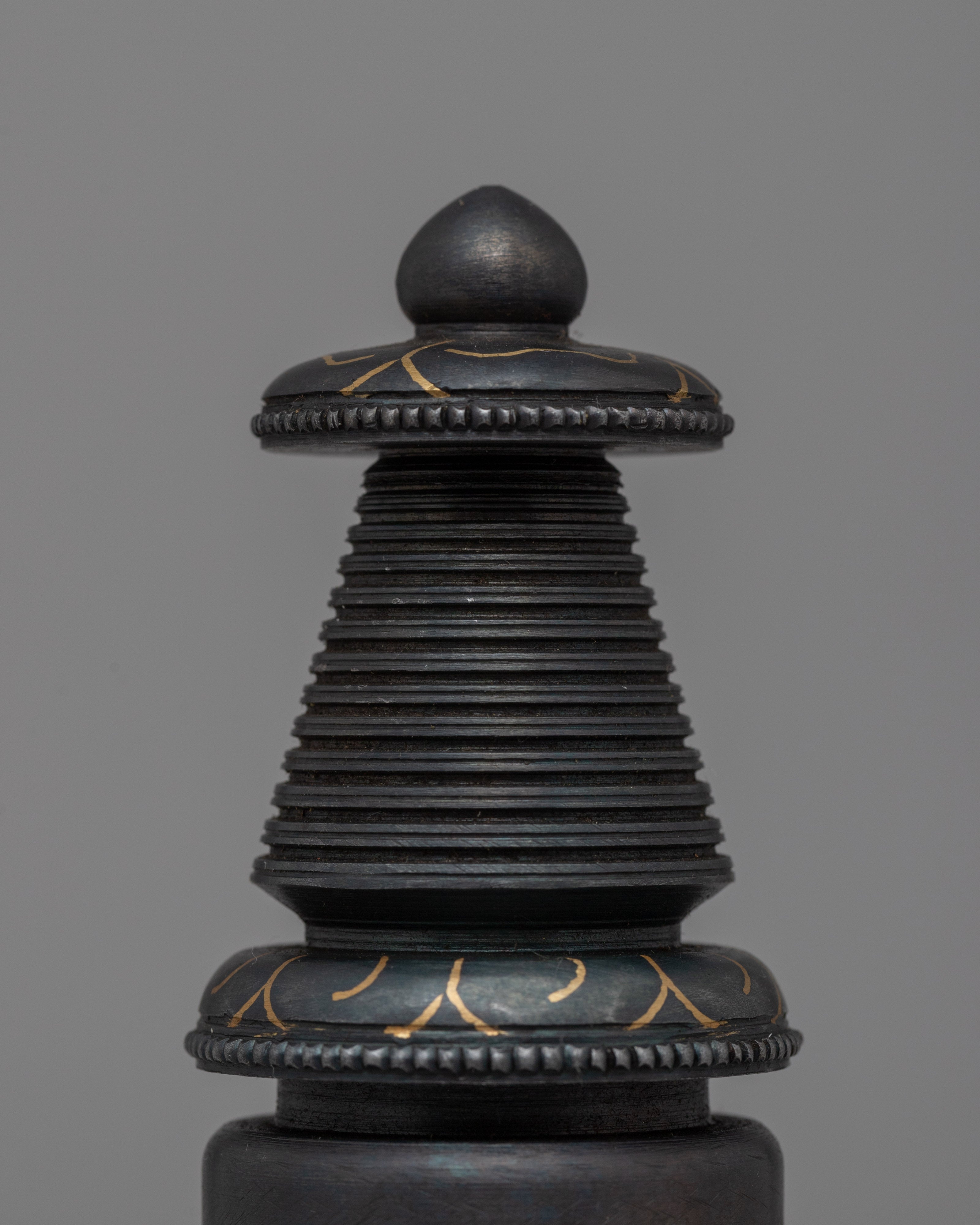 Authentic Handcrafted Tibetan Iron Stupa | Sacred Buddhist Shrine